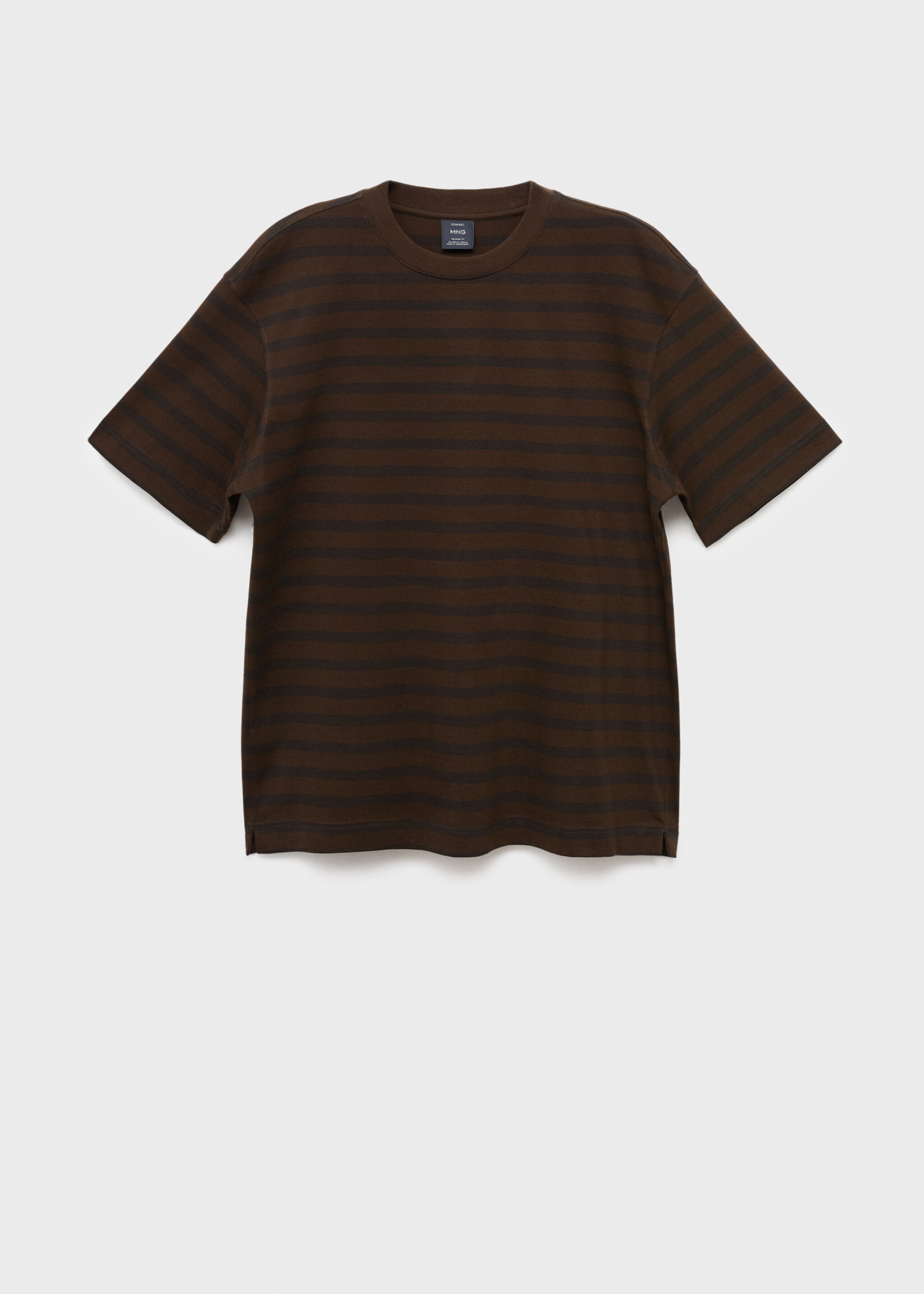 Gestreepte T-shirt 100% katoen relaxed fit - Artikel zonder model, Middenbruin. Ref: 17025980-00.