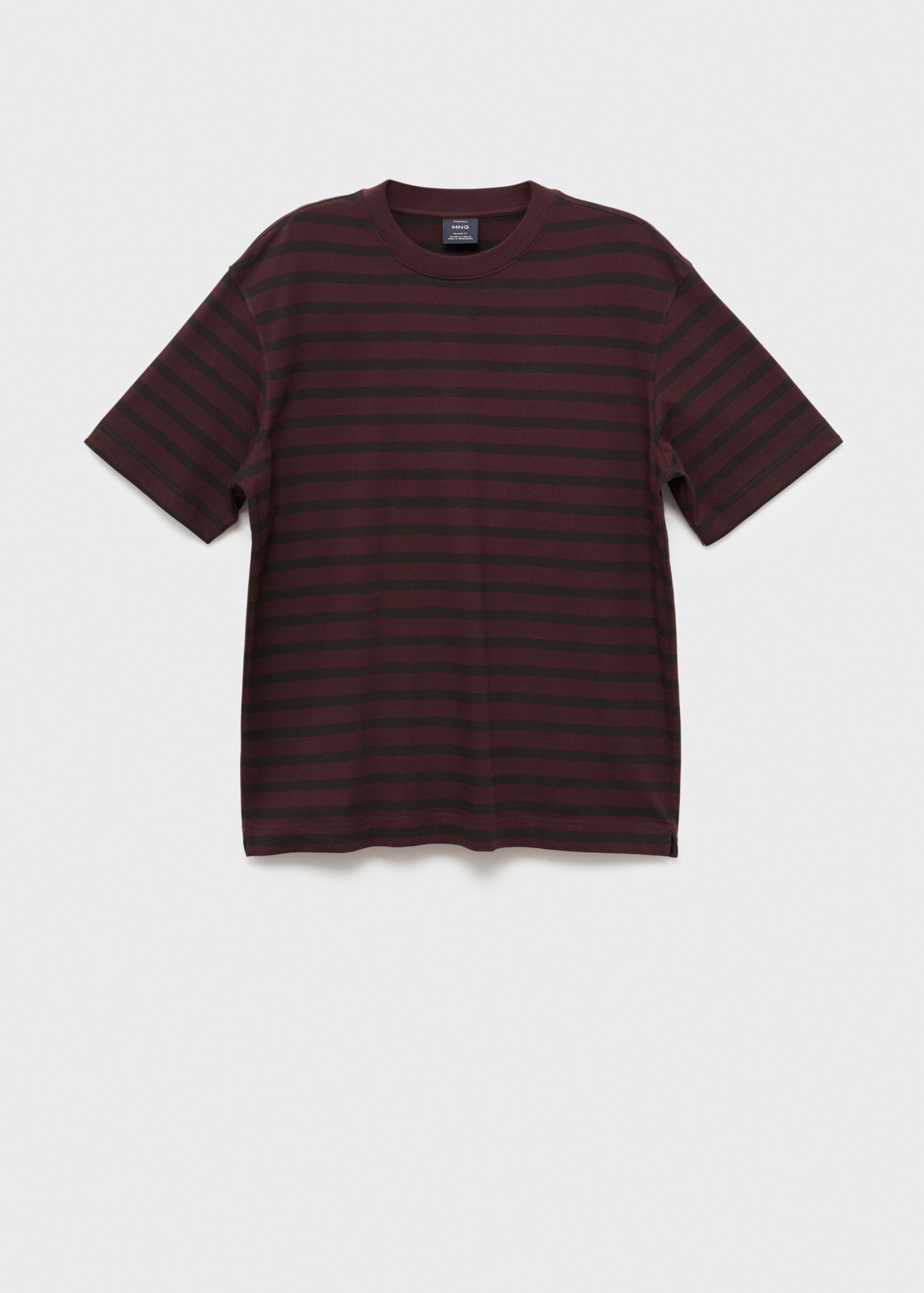 Gestreepte T-shirt 100% katoen relaxed fit - Artikel zonder model, Wijnrood. Ref: 17025980-00.