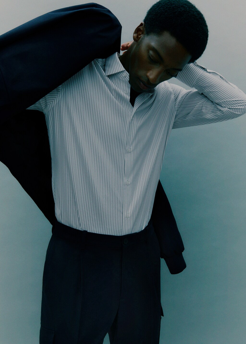 Regular-fit non-iron cotton striped shirt