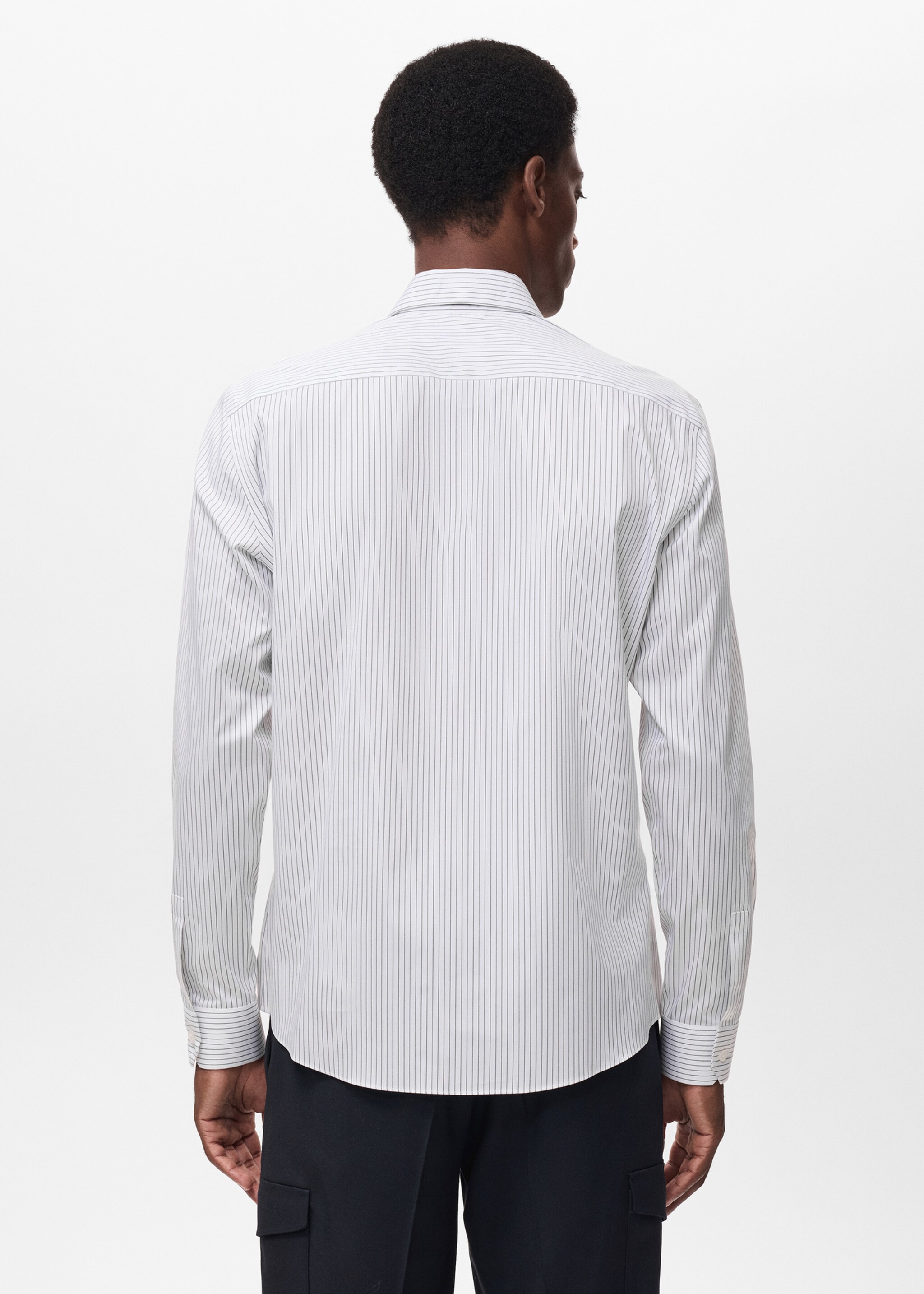 Regular-fit striped cotton shirt - Reverse of the article, Khaki. Ref: 17025982-00.