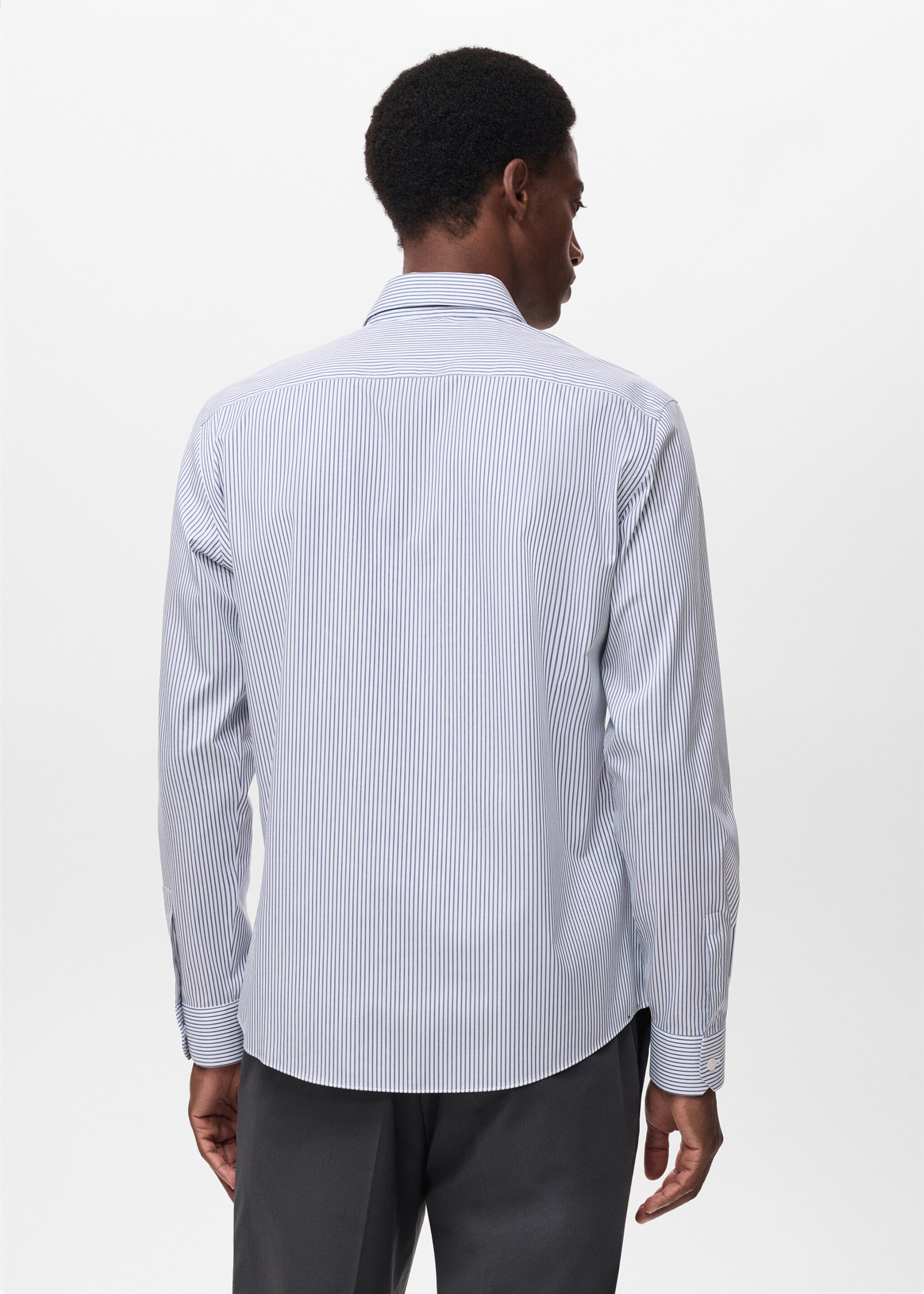 Regular-fit striped cotton shirt - Reverse of the article, Navy. Ref: 17025982-00.