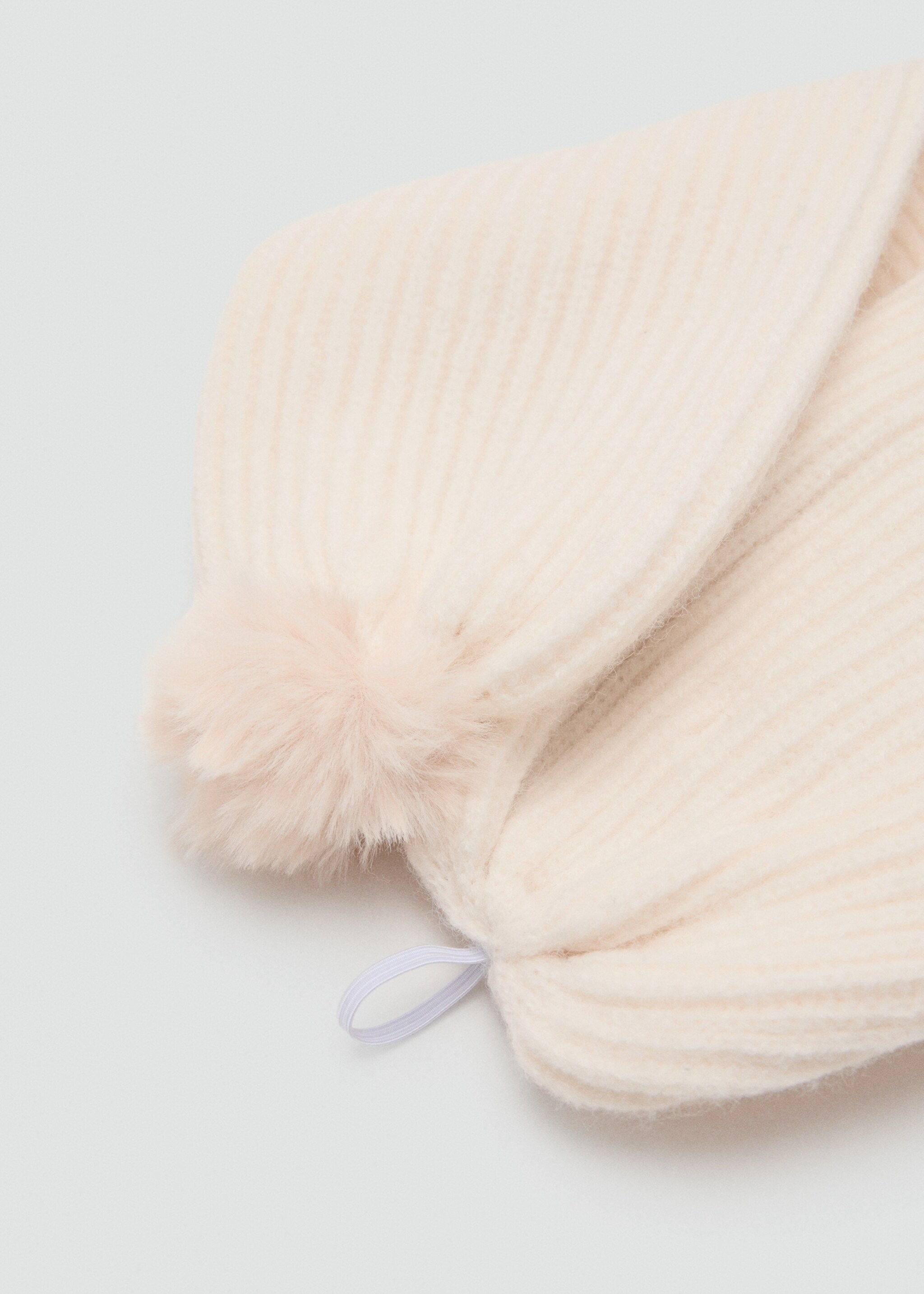 Pompom knit scarf - Medium plane, Sand. Ref: 17025985-00.