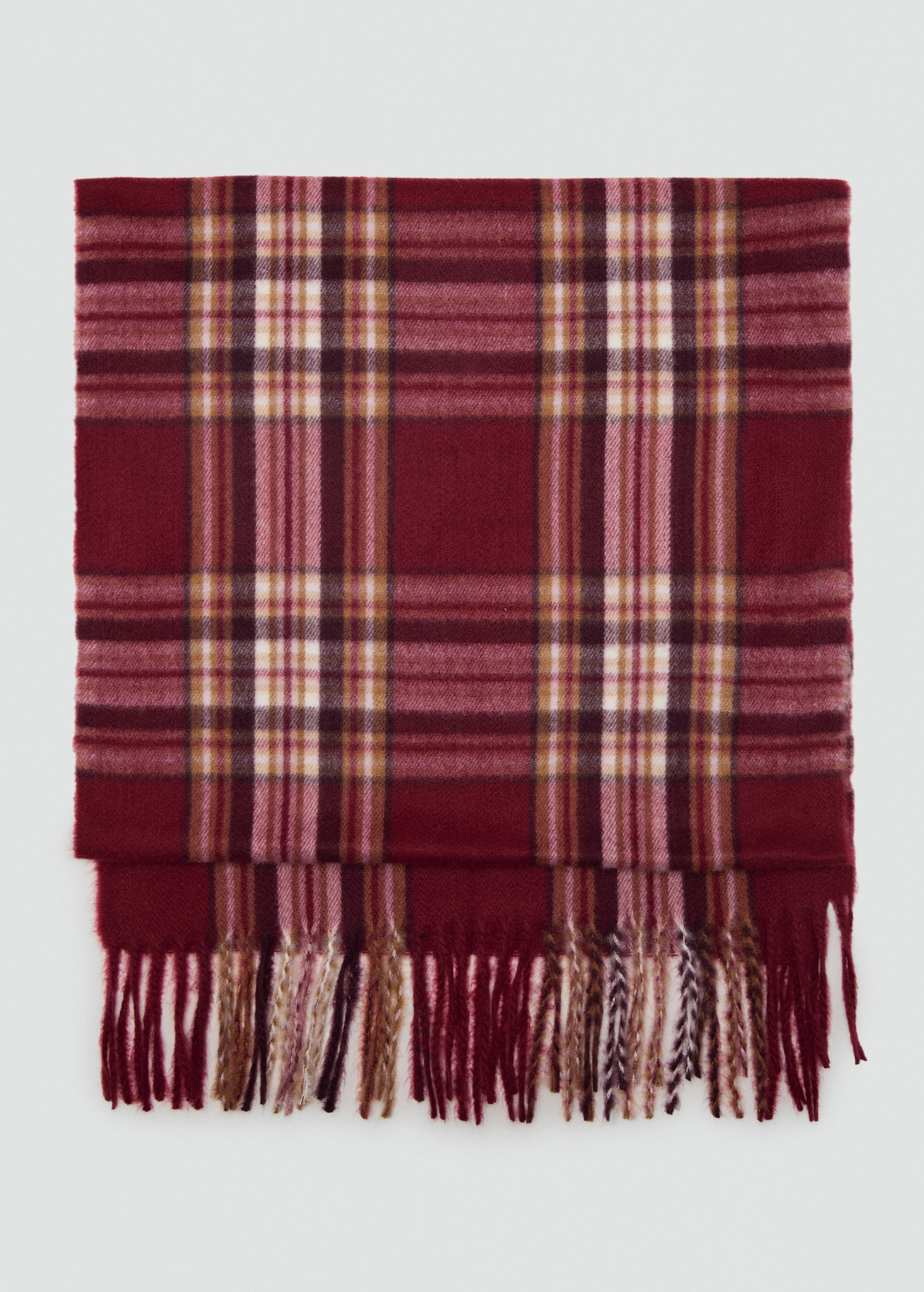 Check scarf with fringed ends Women MANGO Gambia