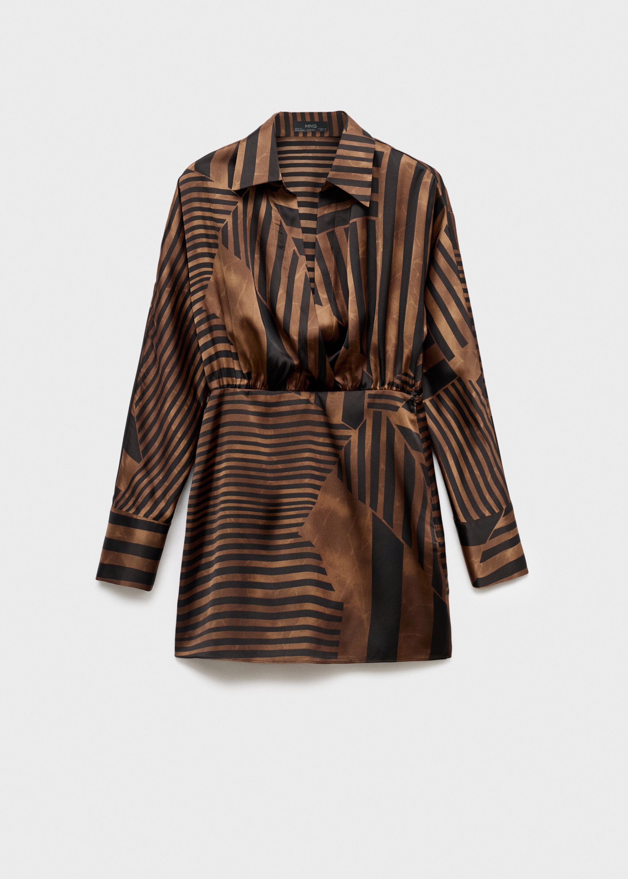 Striped satin dress - Article without model, Brown. Ref: 17026005-00.