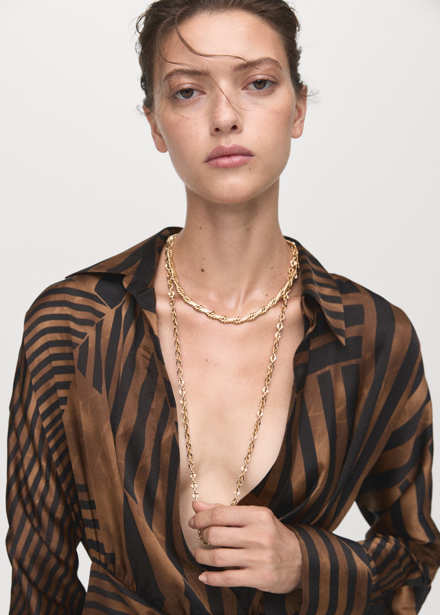 Striped satin dress - Details of the article 1