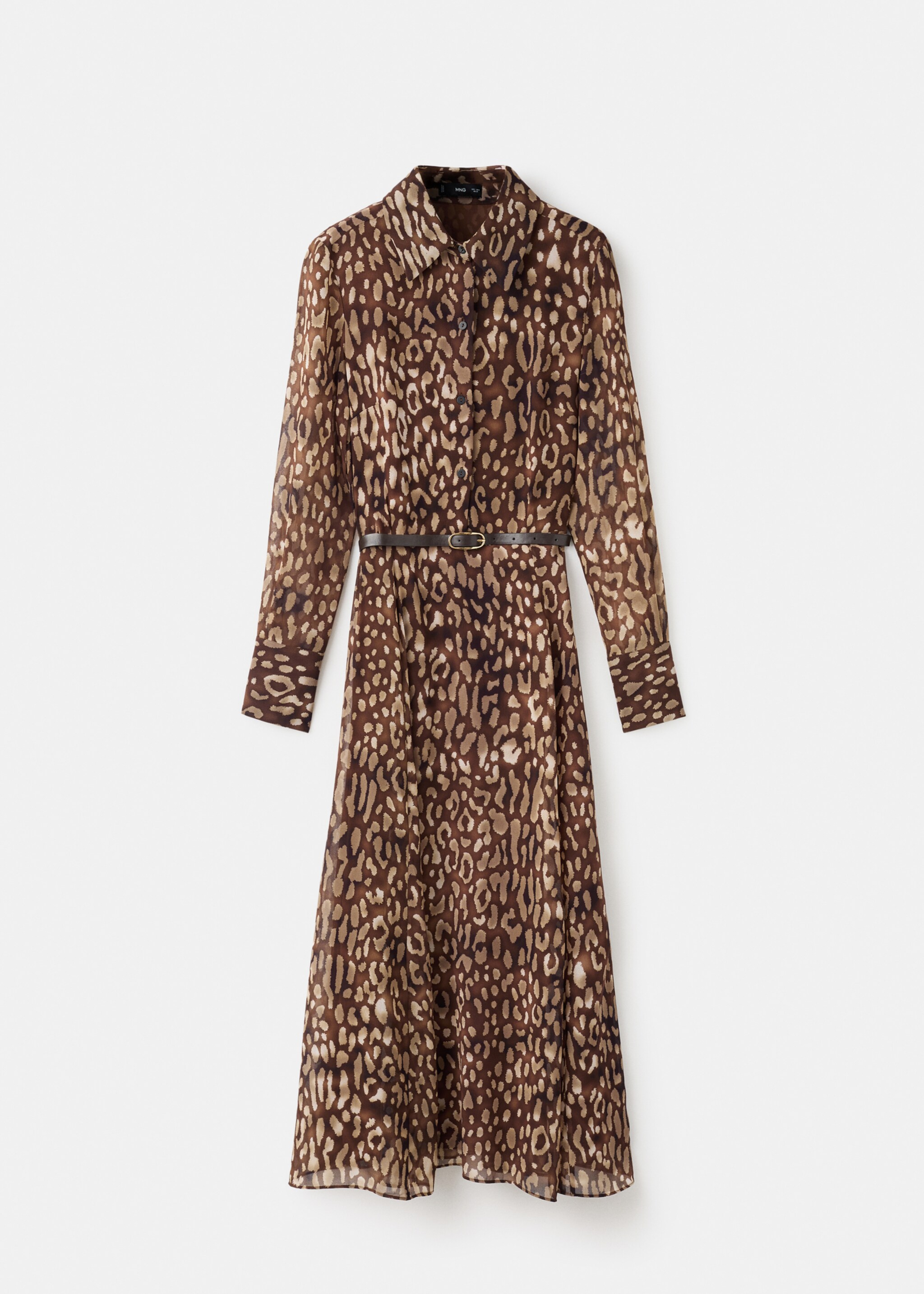Robe chemise léopard ceinturée - Article sans modèle, Marron. Ref: 17026006-00.