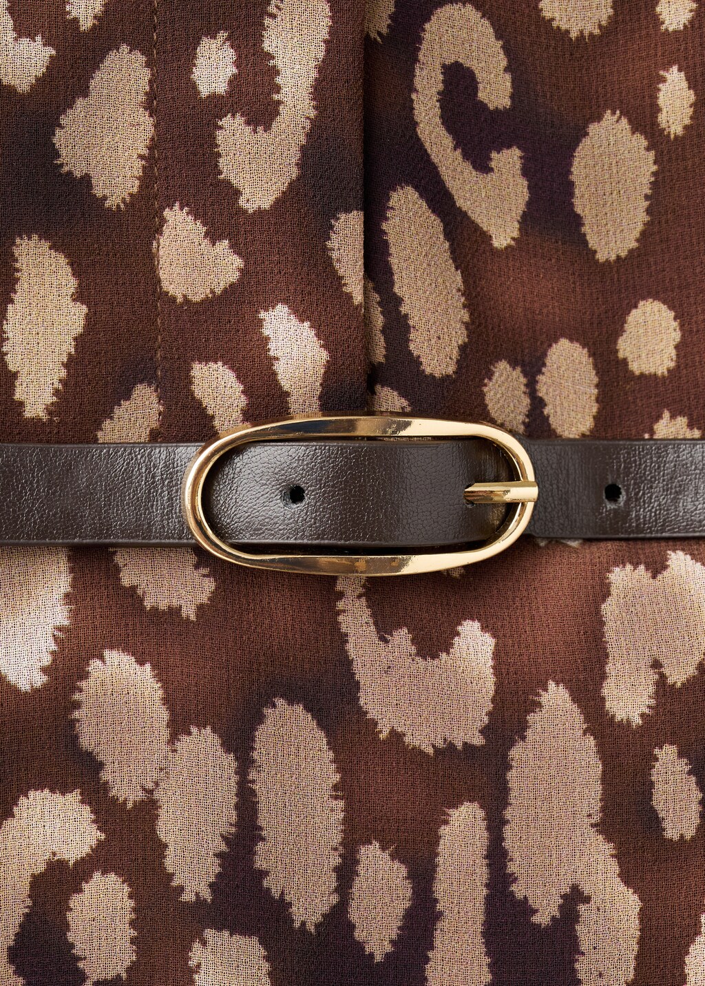 Leopard-print shirt dress with belt