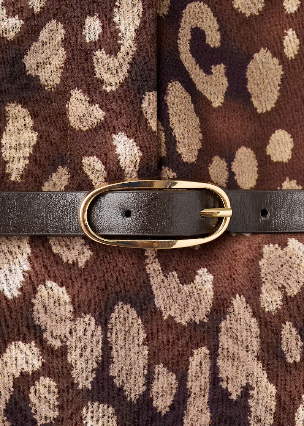 Leopard-print shirt dress with belt