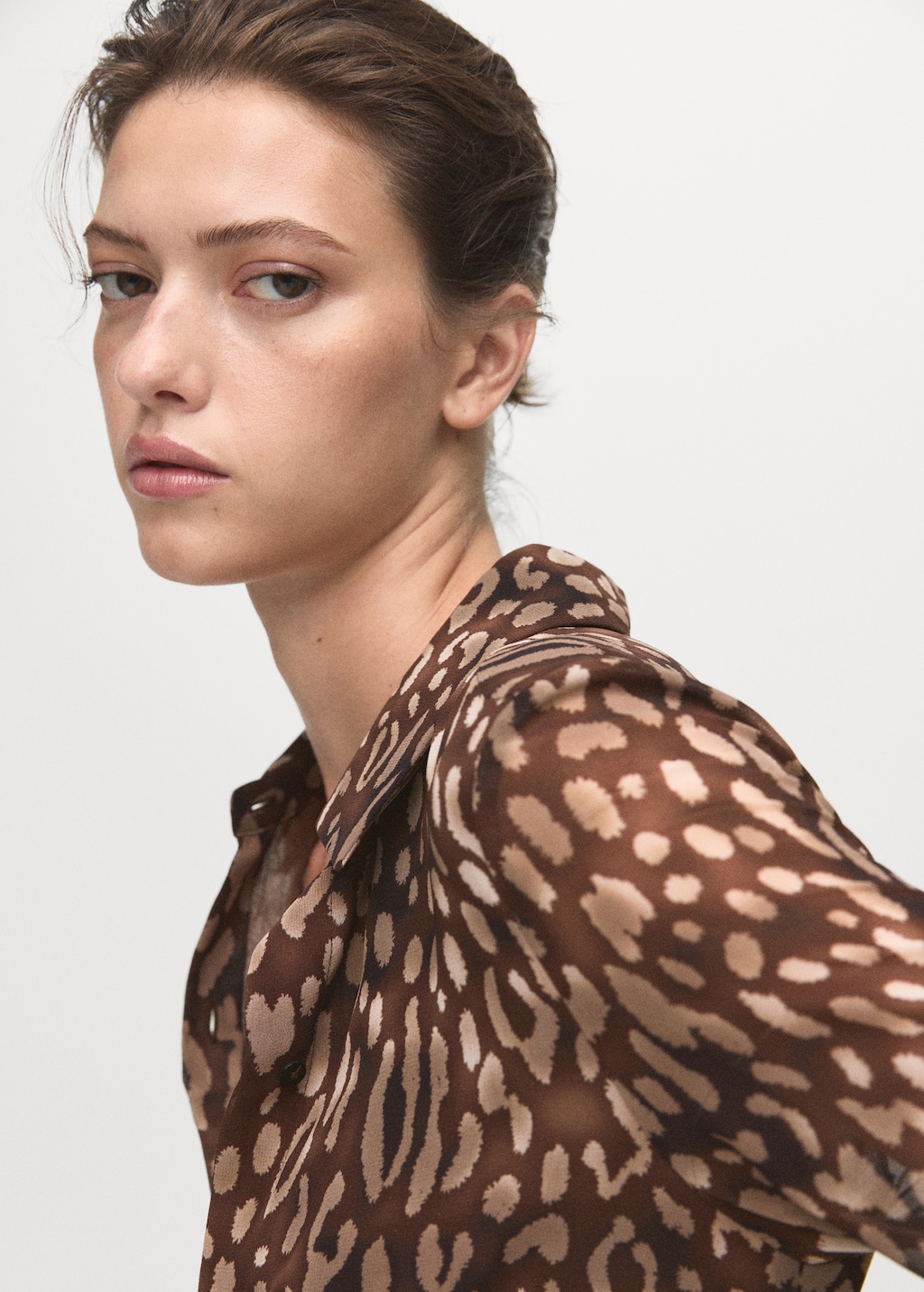 Leopard-print shirt dress with belt