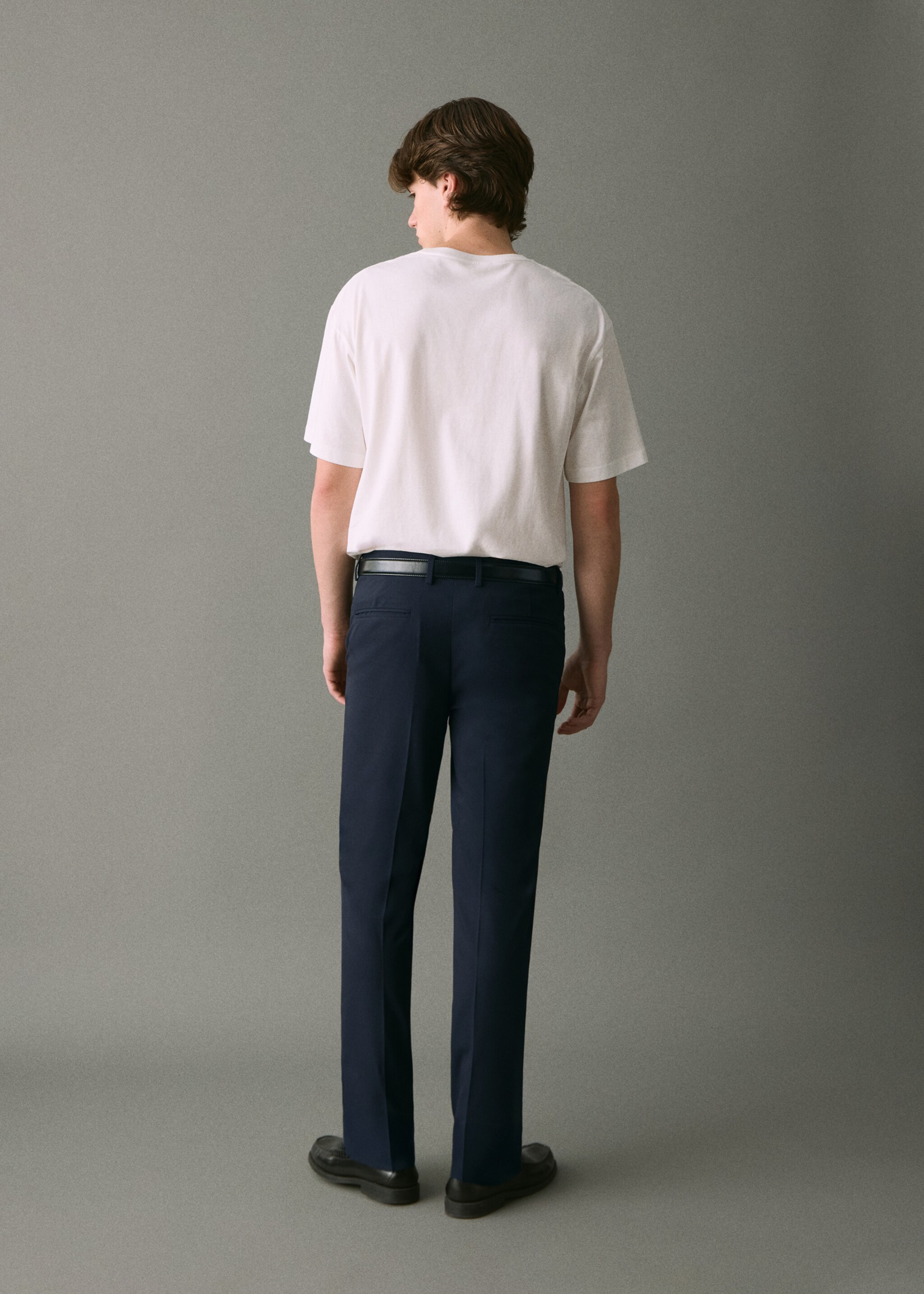 Straight suit trousers - Reverse of the article, Navy. Ref: 17026329-00.