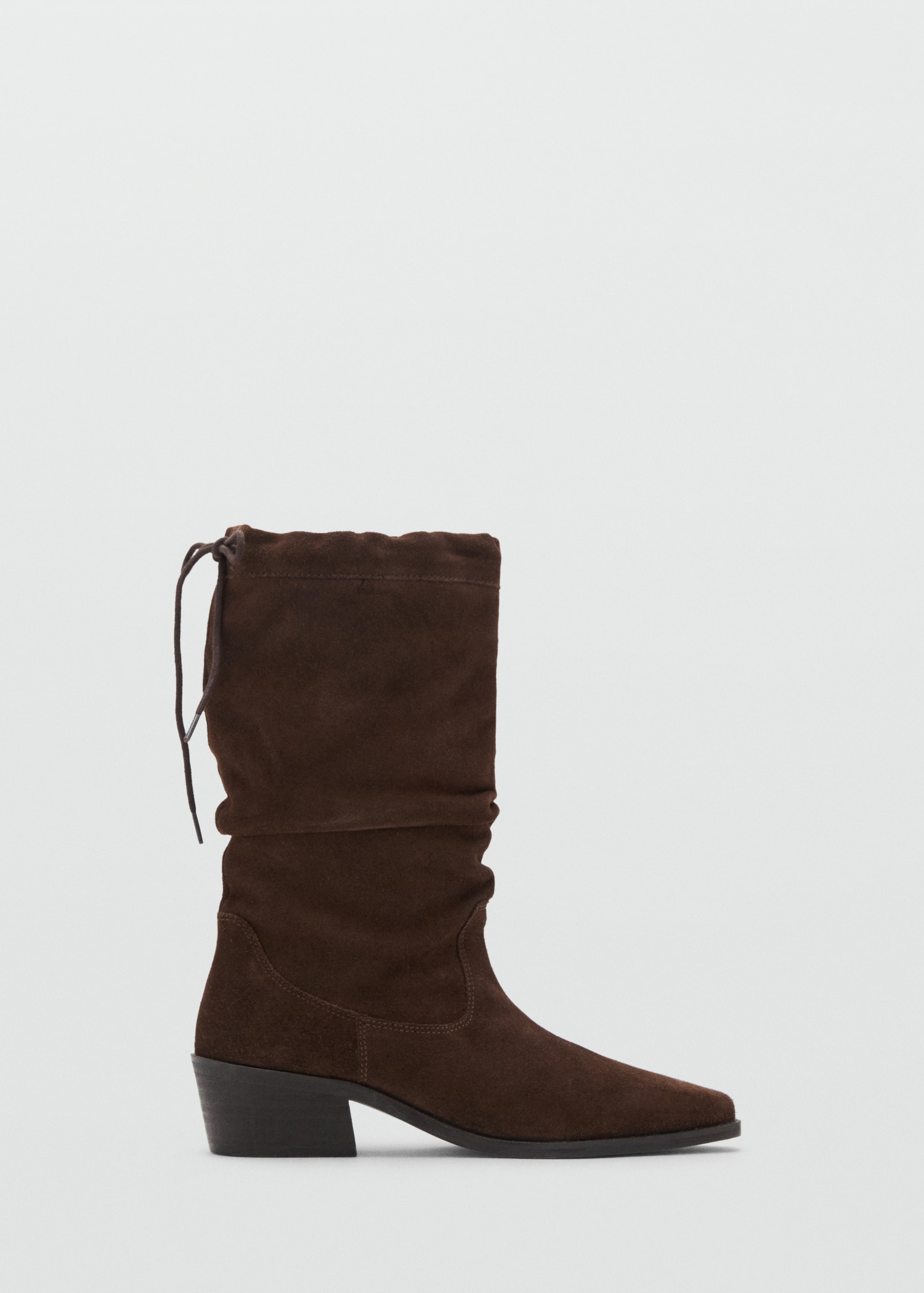 Hohe Lederstiefel mit Raffdetail Teen MANGO Deutschland