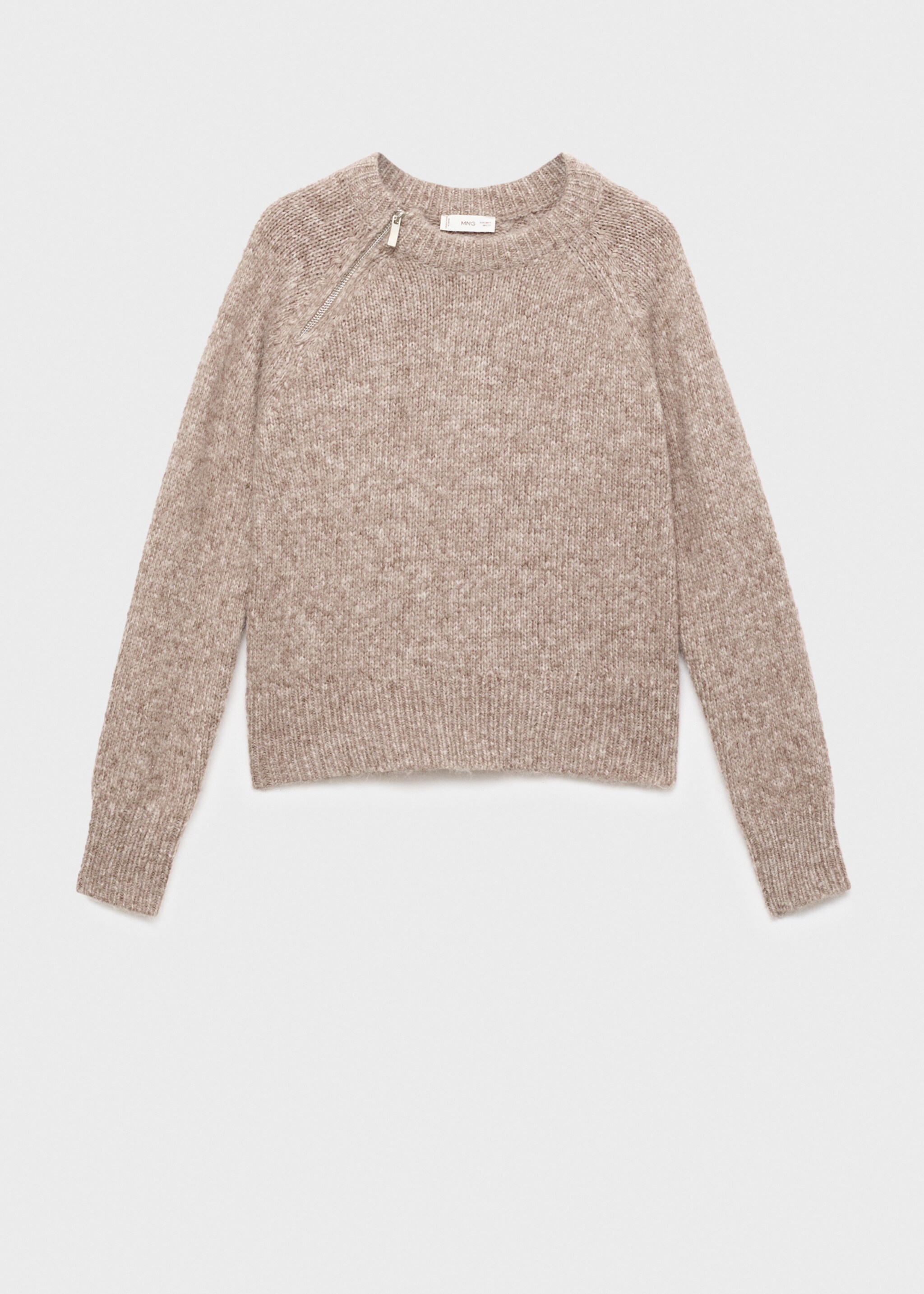 Zip knit sweater - Article without model, Brown. Ref: 17026332-00.