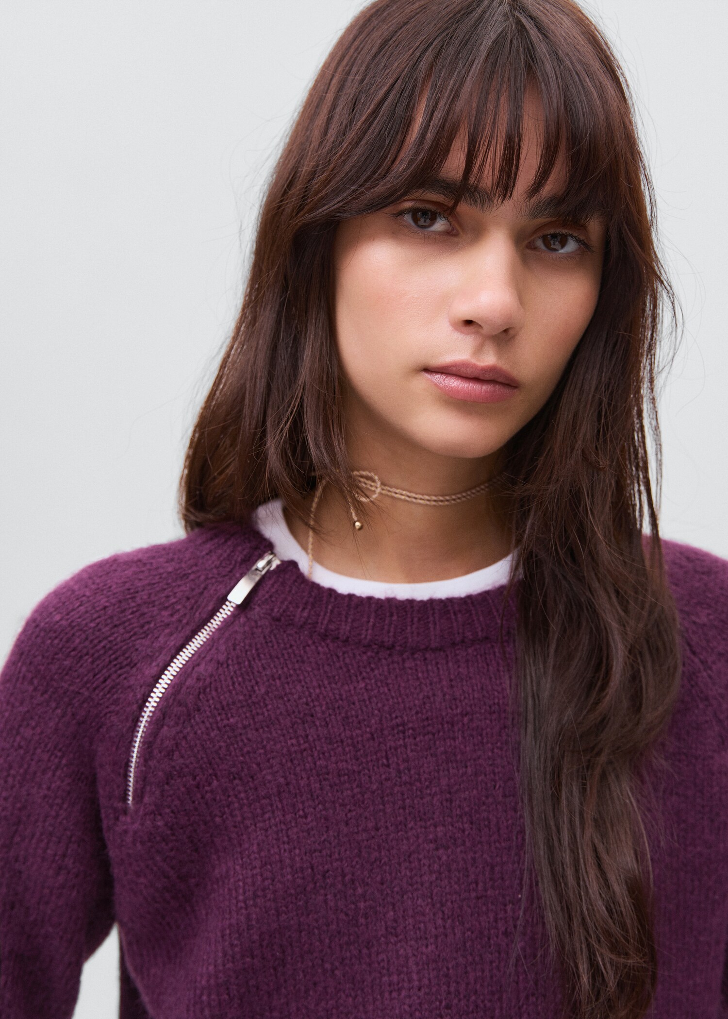 Knitted sweater with zip collar - Details of the article 1