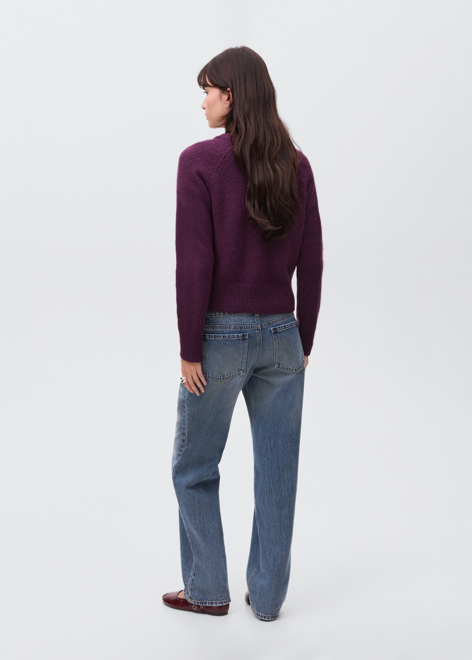 Knitted sweater with zip collar - Reverse of the article