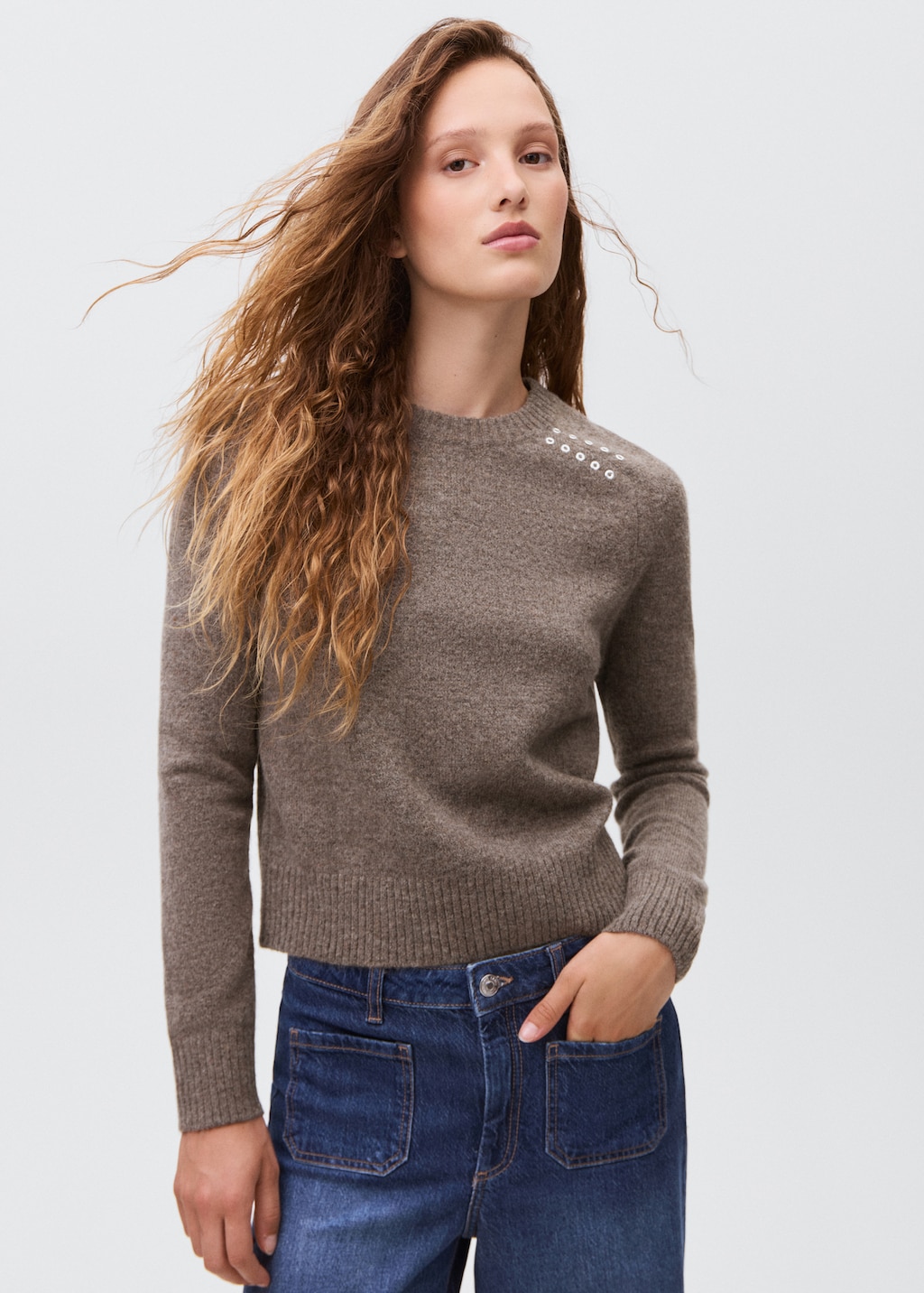 Studded knitted sweater