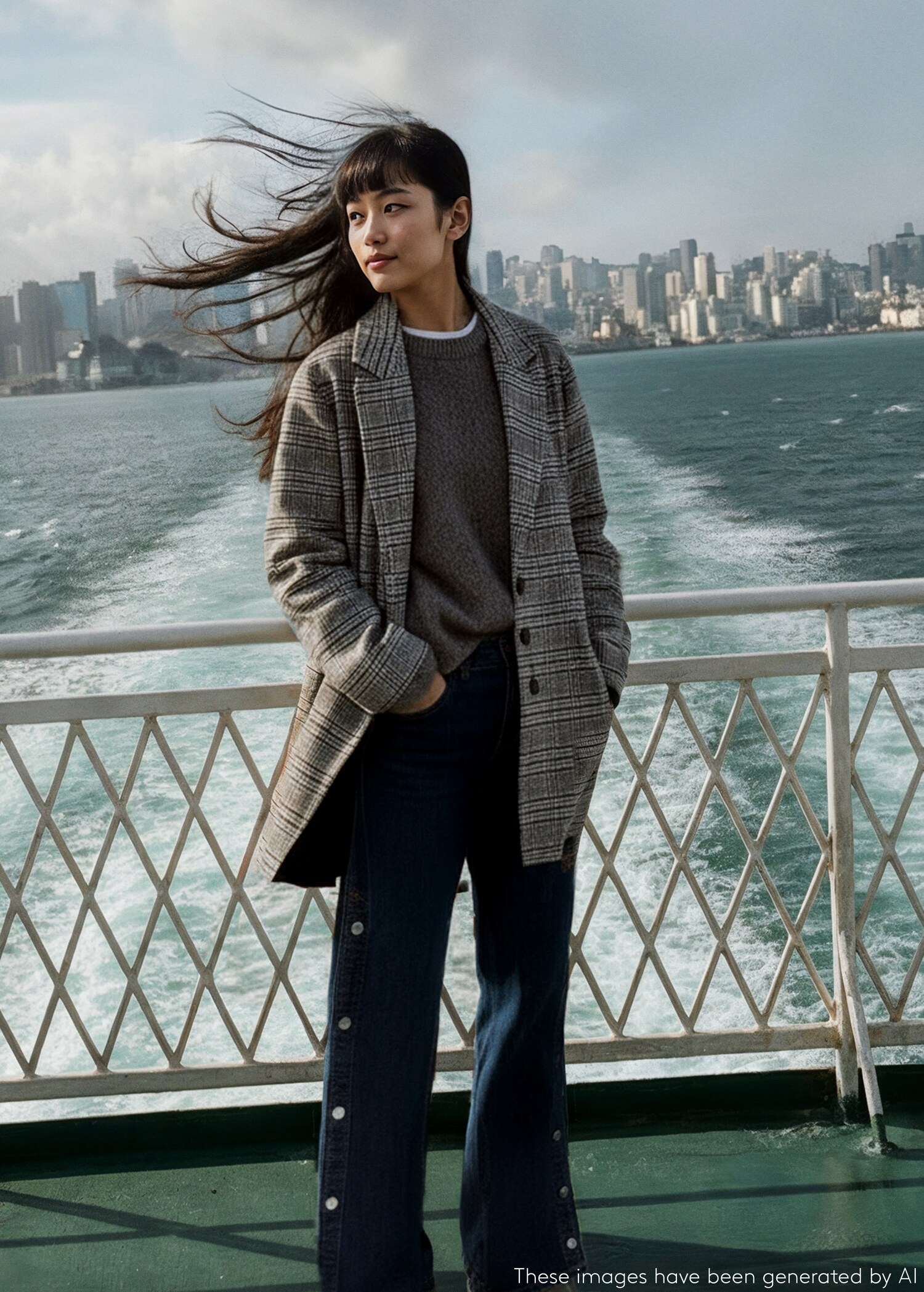 Check wool-blend coat - Details of the article 5
