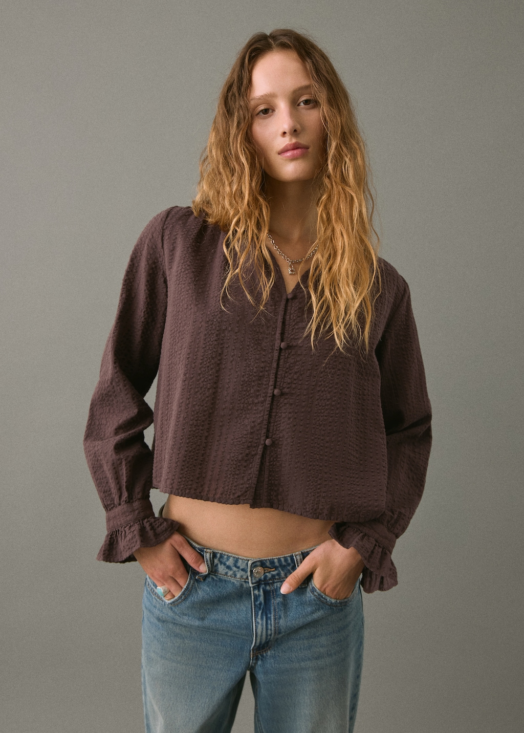 Ruched sleeve blouse