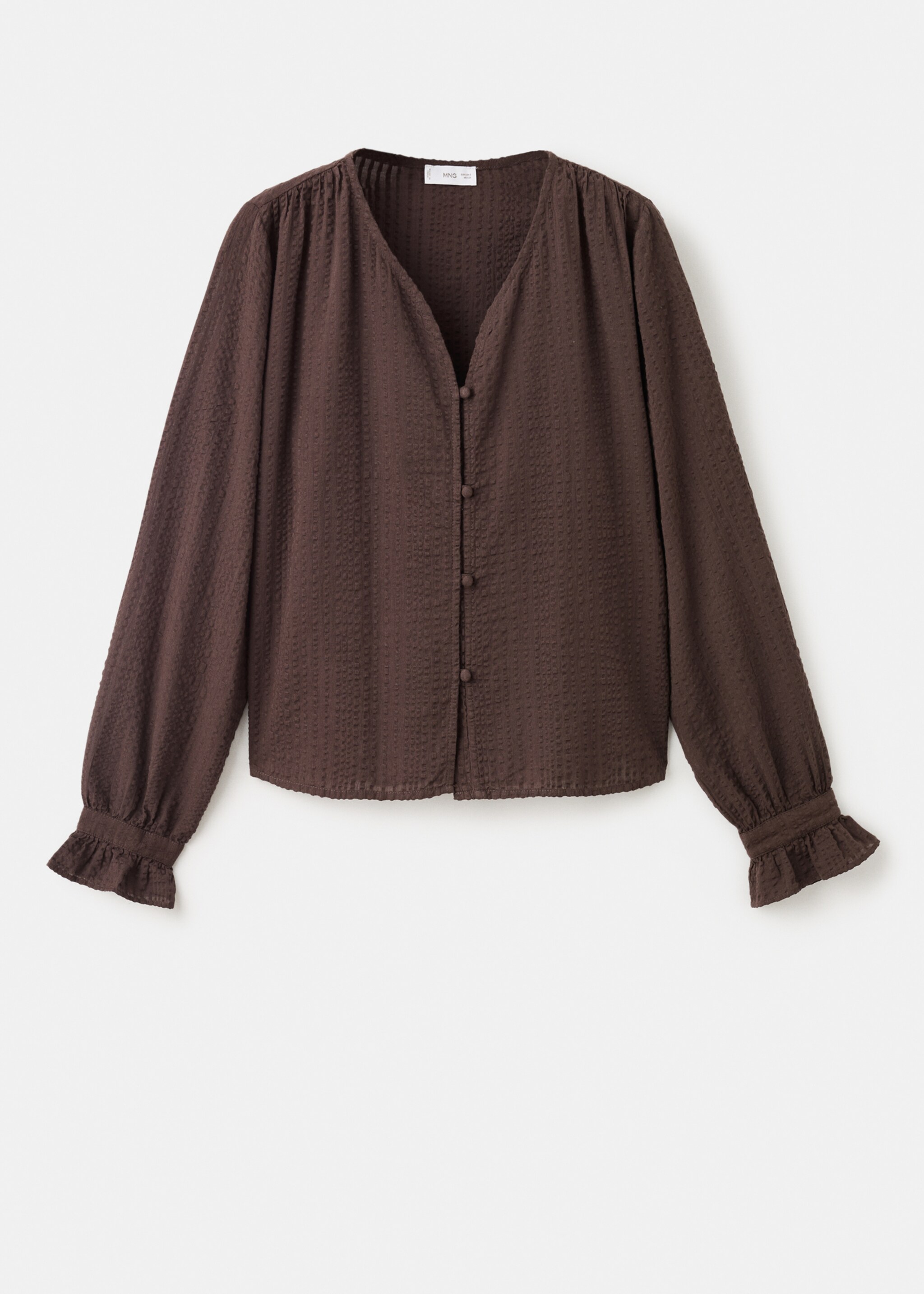 Blouse manches froncées - Article sans modèle, Marron. Ref: 17026337-00.