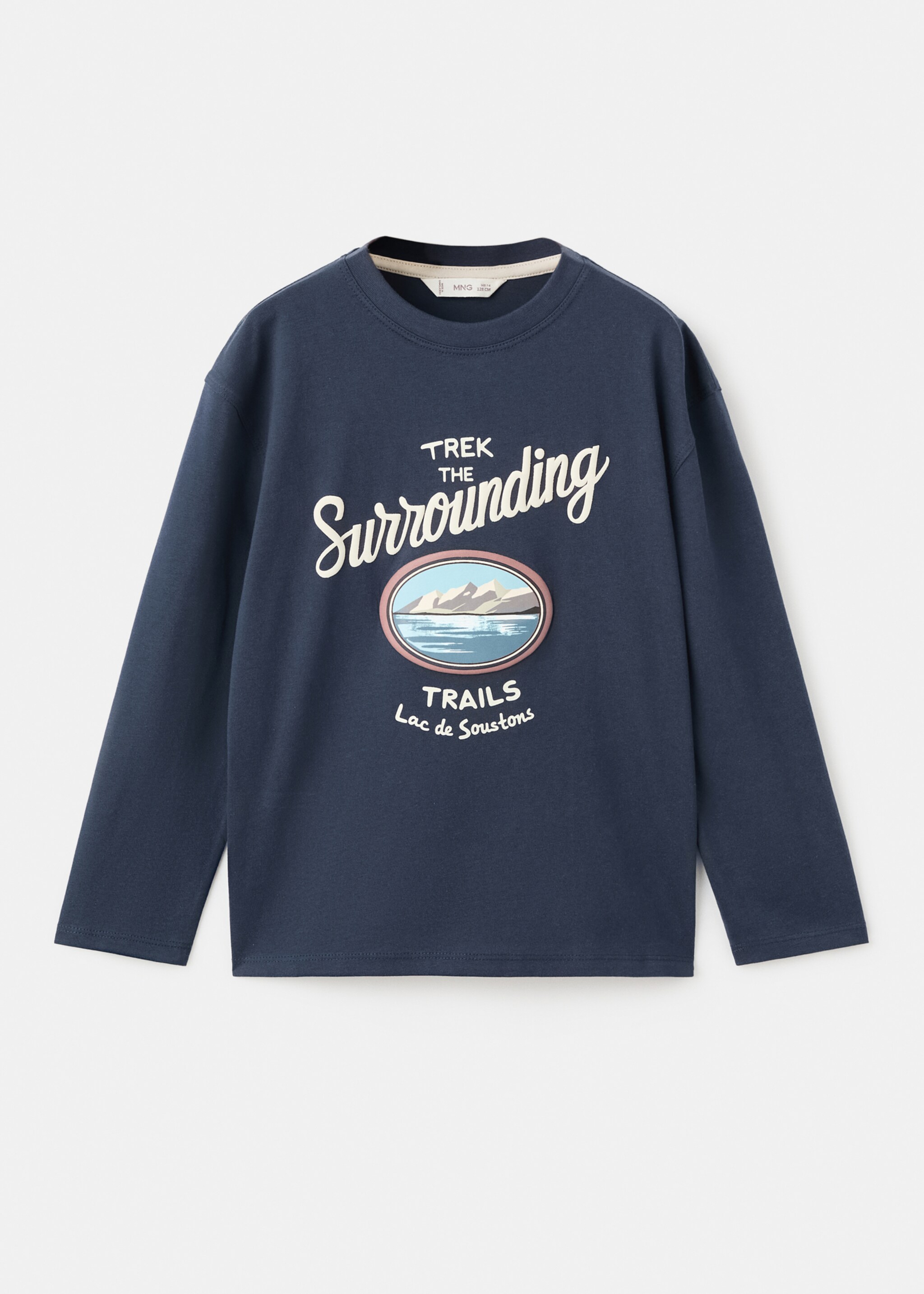 Printed cotton-blend T-shirt - Article without model, Navy. Ref: 17026341-00.