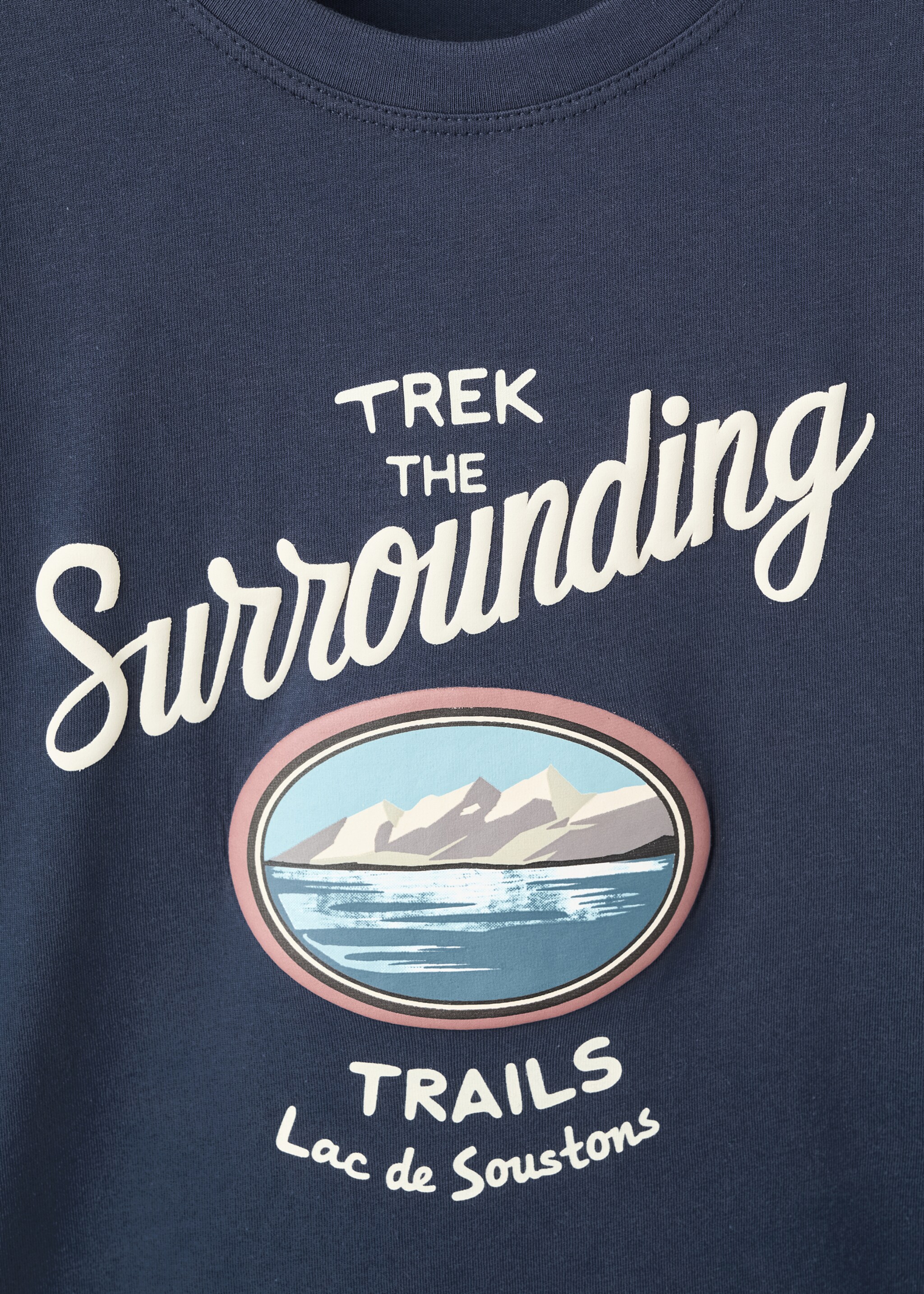 Printed cotton-blend T-shirt - Details of the article 8, Navy. Ref: 17026341-00.
