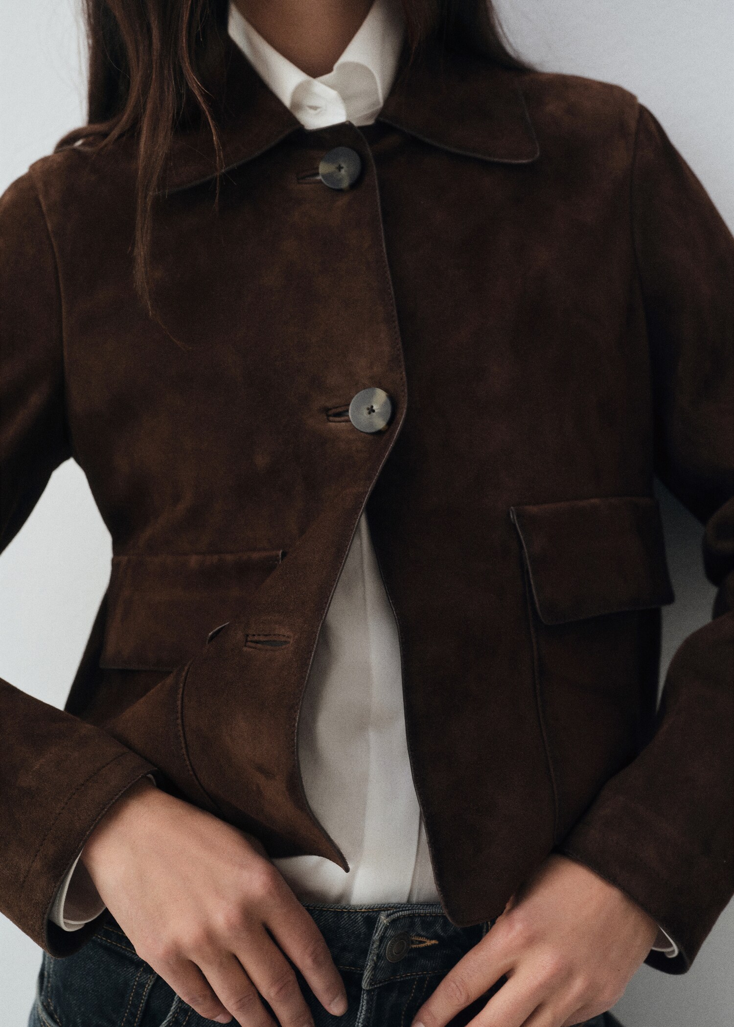 100% leather short jacket - Medium plane