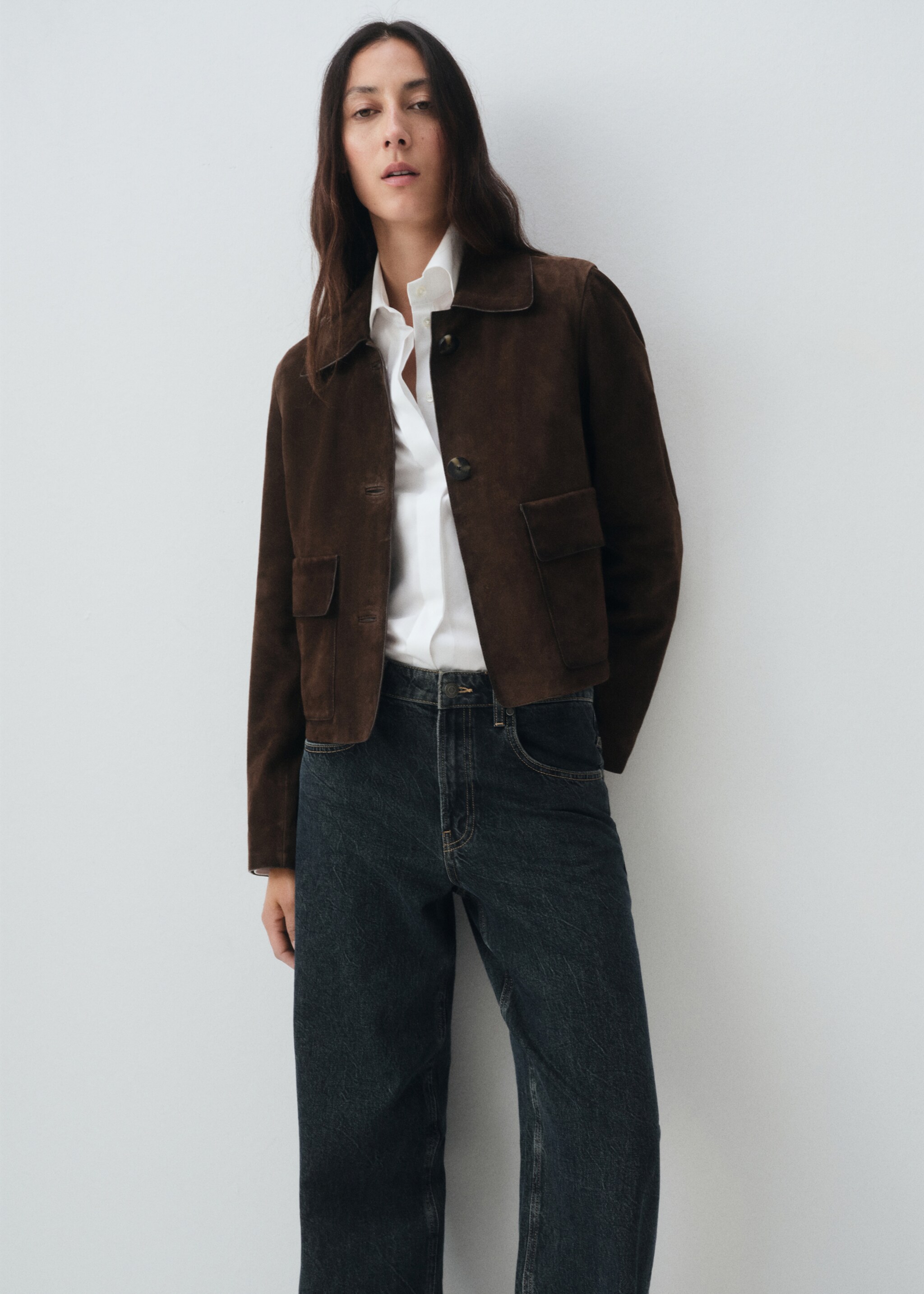 100% leather short jacket - Details of the article 1, Brown. Ref: 17026347-00.