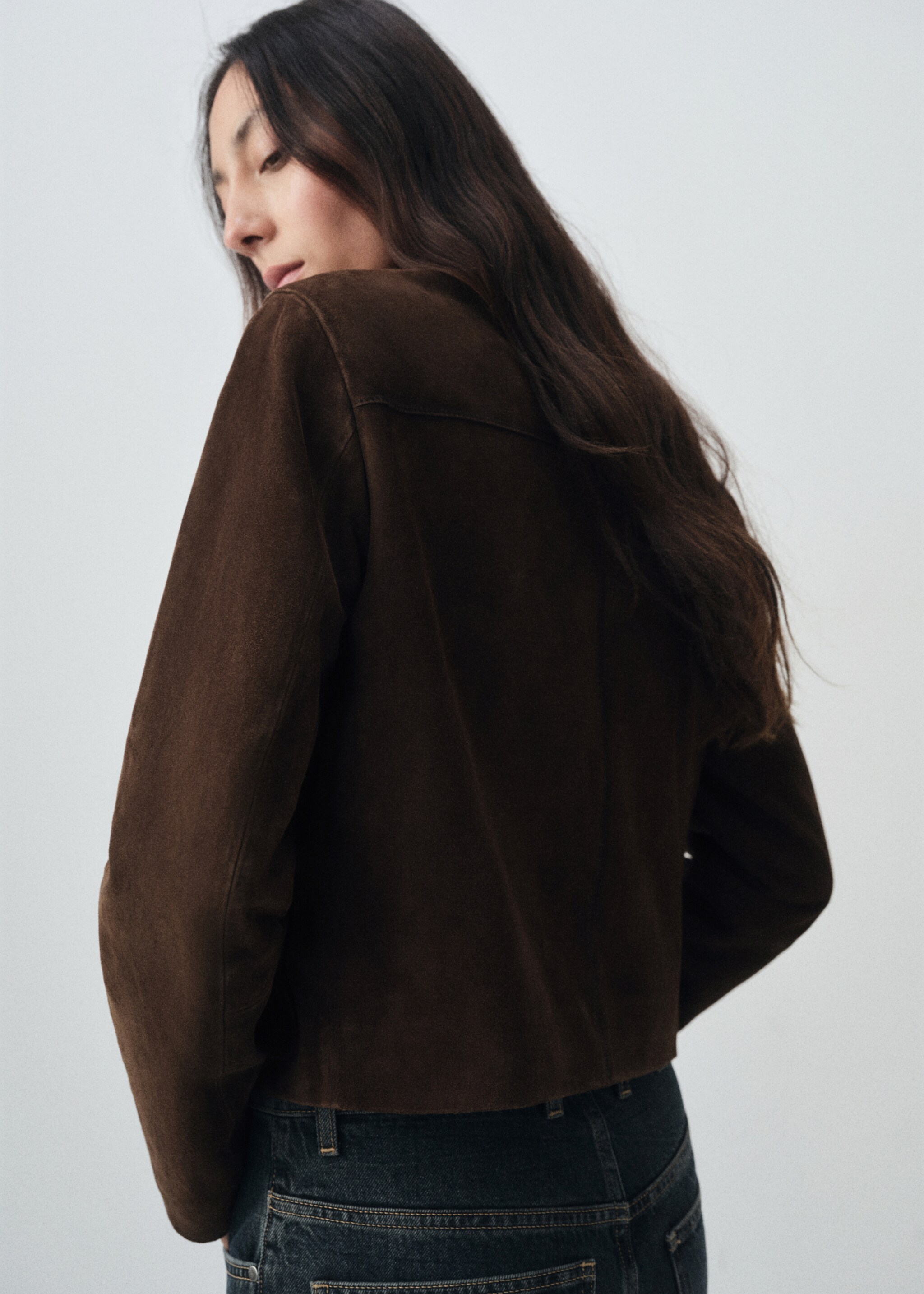 100% leather short jacket - Reverse of the article, Brown. Ref: 17026347-00.