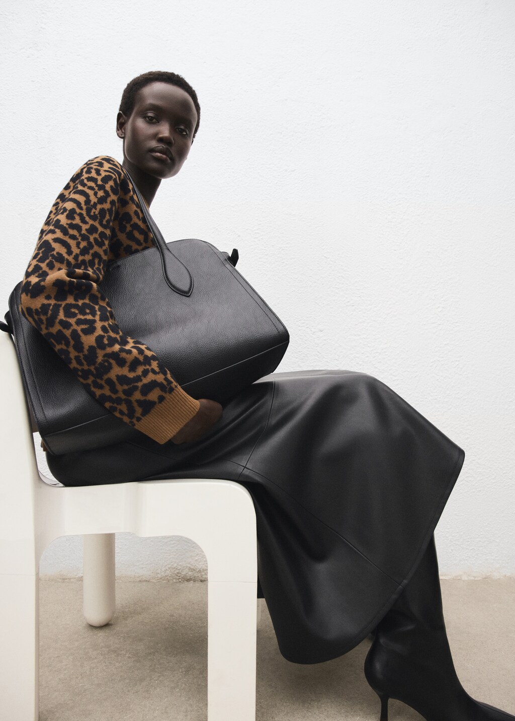 Mango Leopard-print knitted sweater