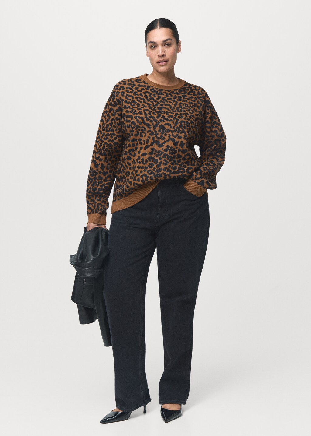 Mango Leopard-print knitted sweater