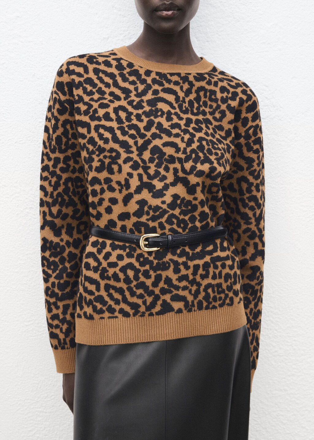 Mango Leopard-print knitted sweater
