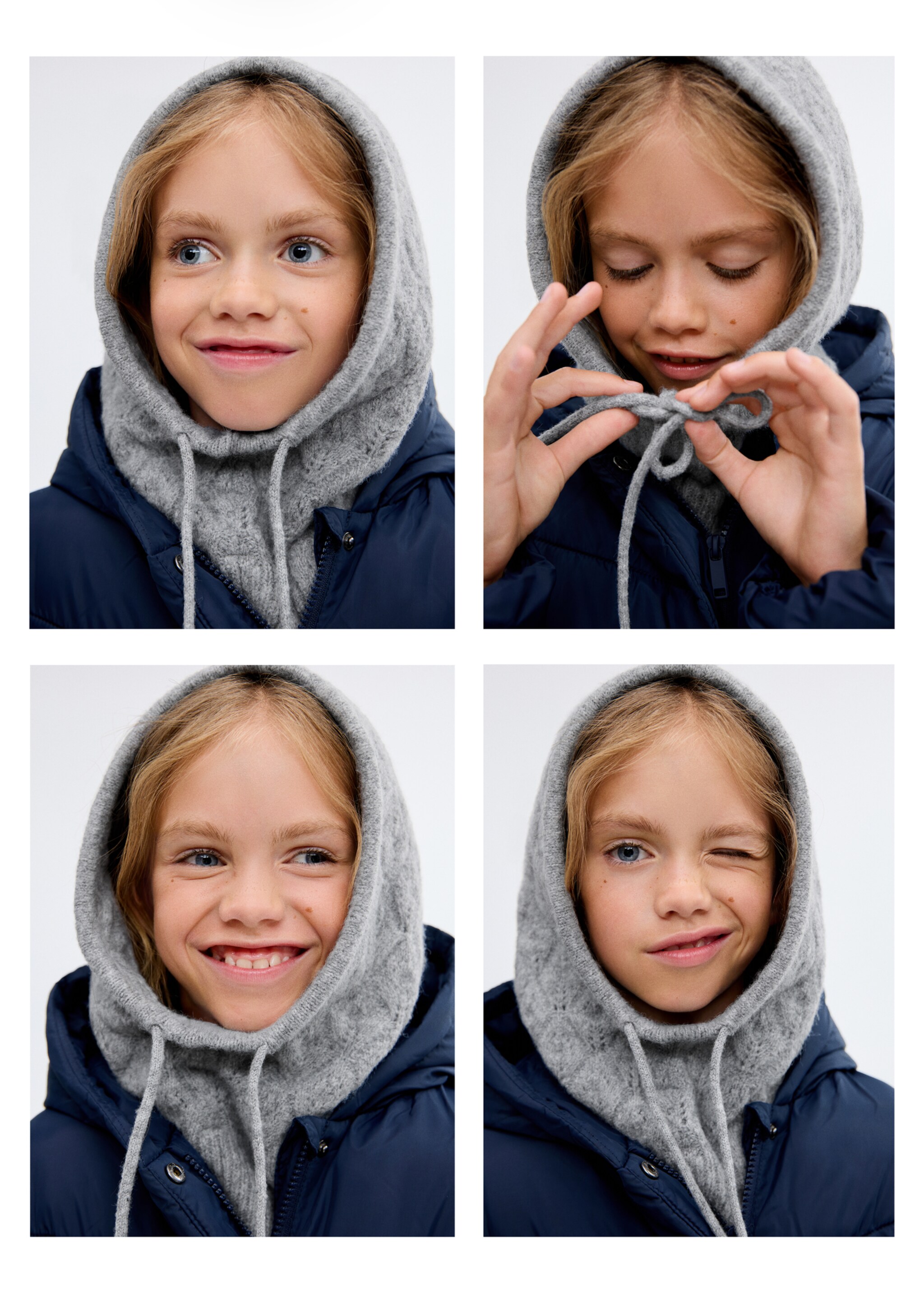 Knitted hooded beanie - Details of the article 5, Grey. Ref: 17026350-00.