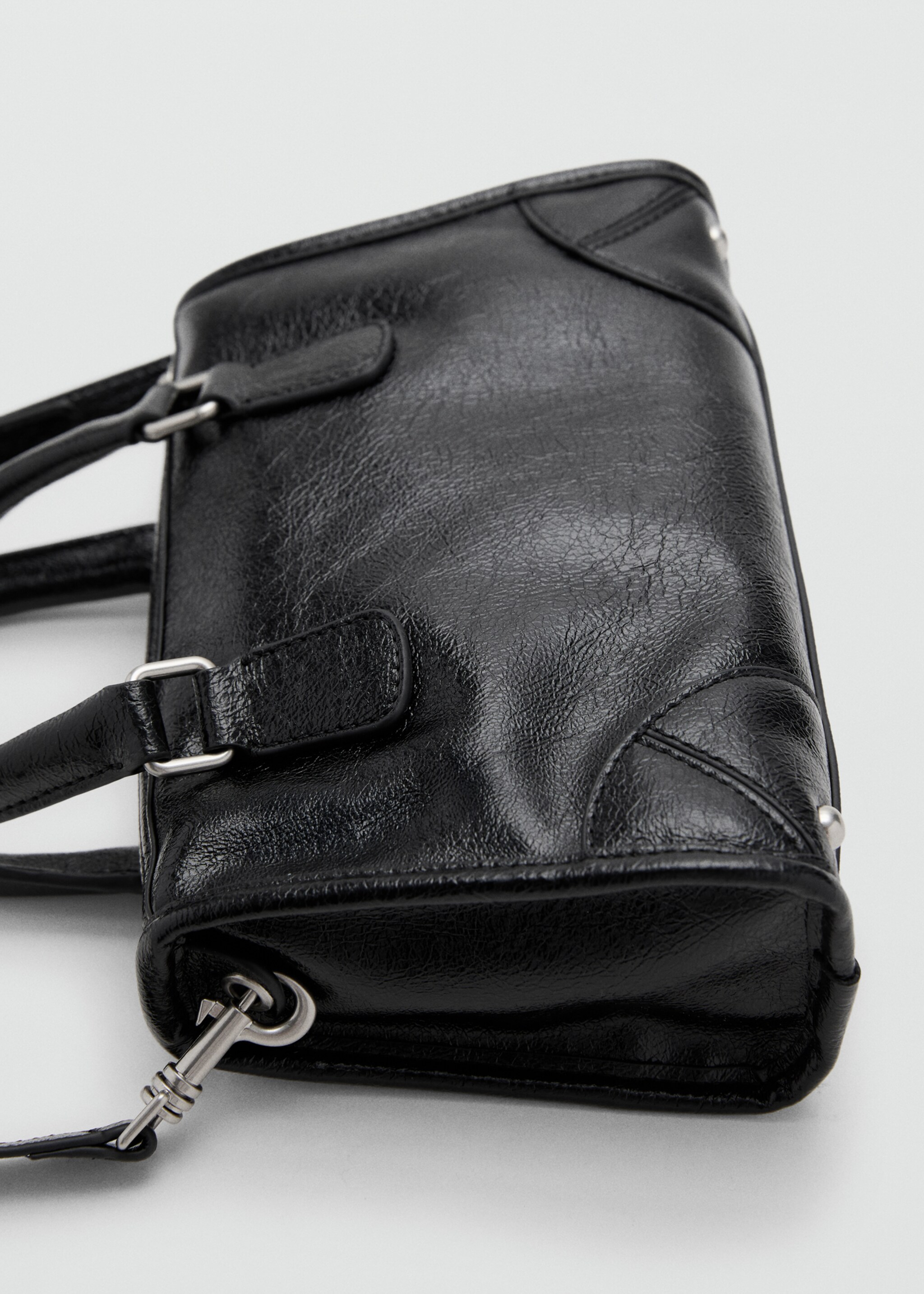 Mini rectangular handbag with handles - Details of the article 2, Black. Ref: 17026354-00.