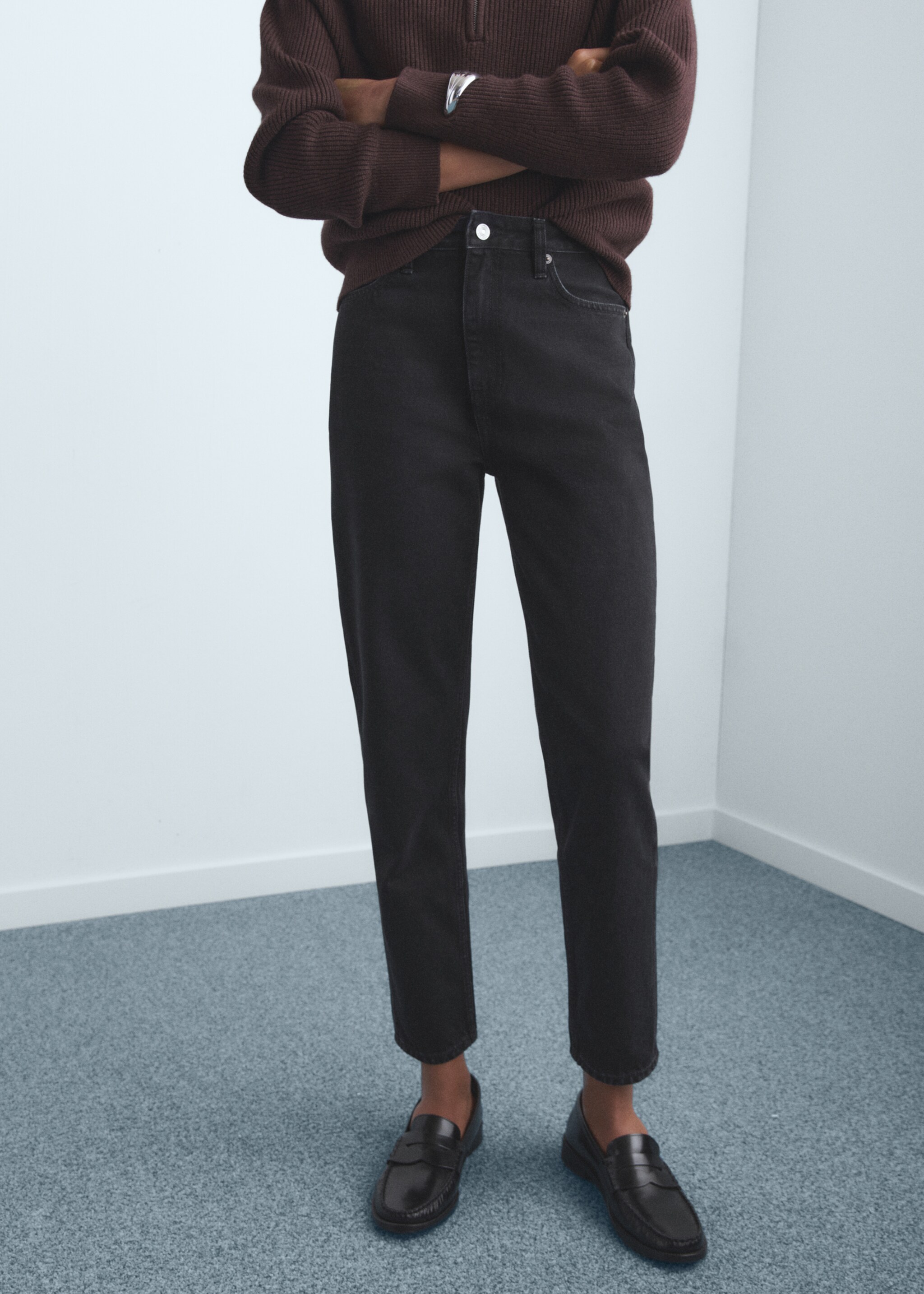 Mom2000 high-rise jeans - Medium plane, Black denim. Ref: 17026355-00.