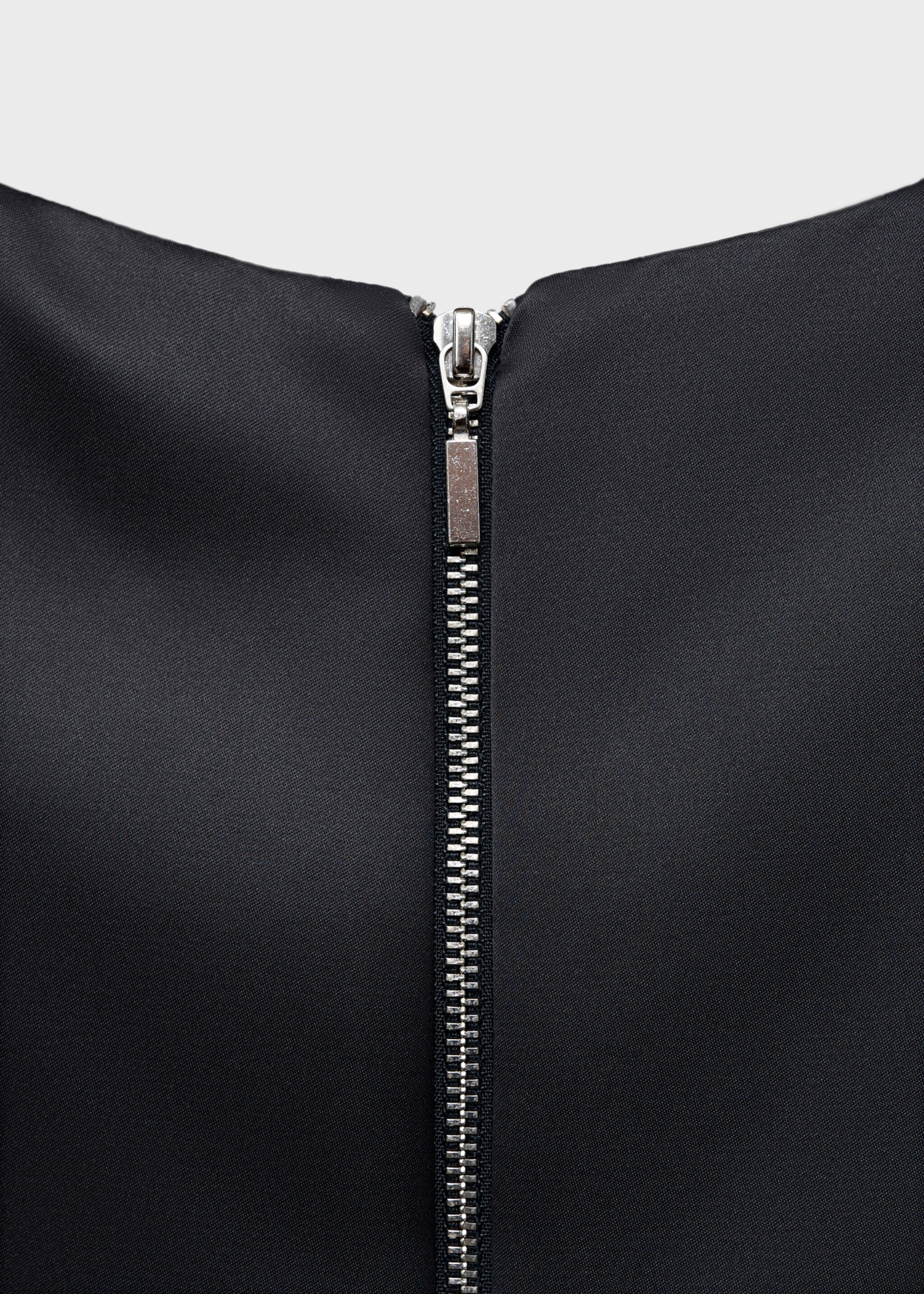 Short satin dress - Details of the article 8, Charcoal. Ref: 17026357-00.