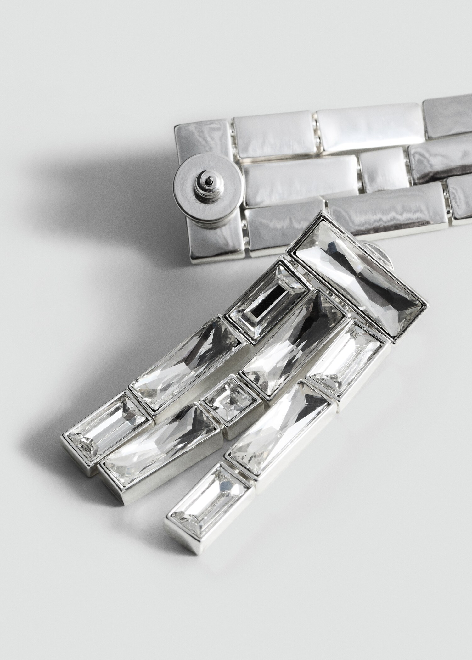Dangling earrings with crystal strips - Medium plane