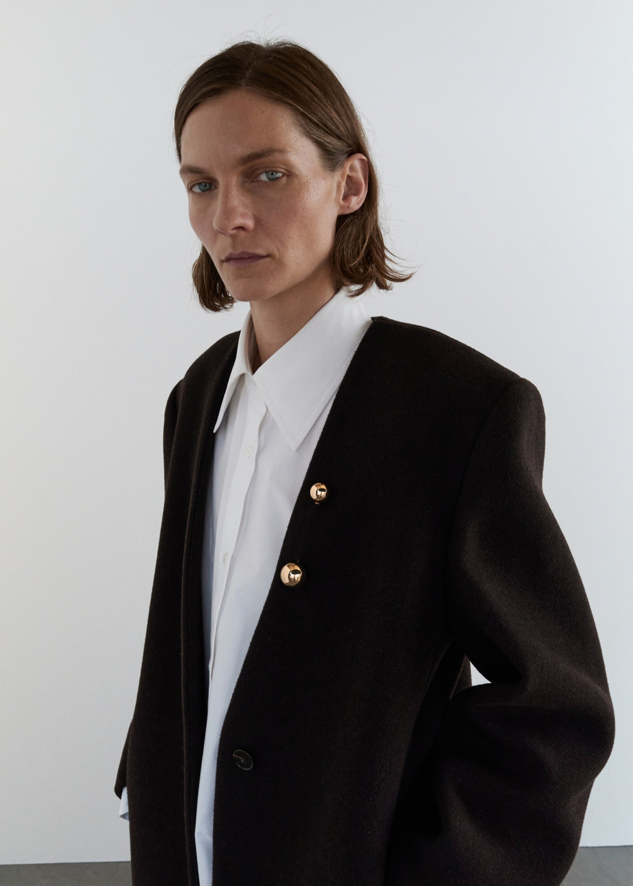 Wool overcoat - Medium plane, Chocolate. Ref: 17026362-00.