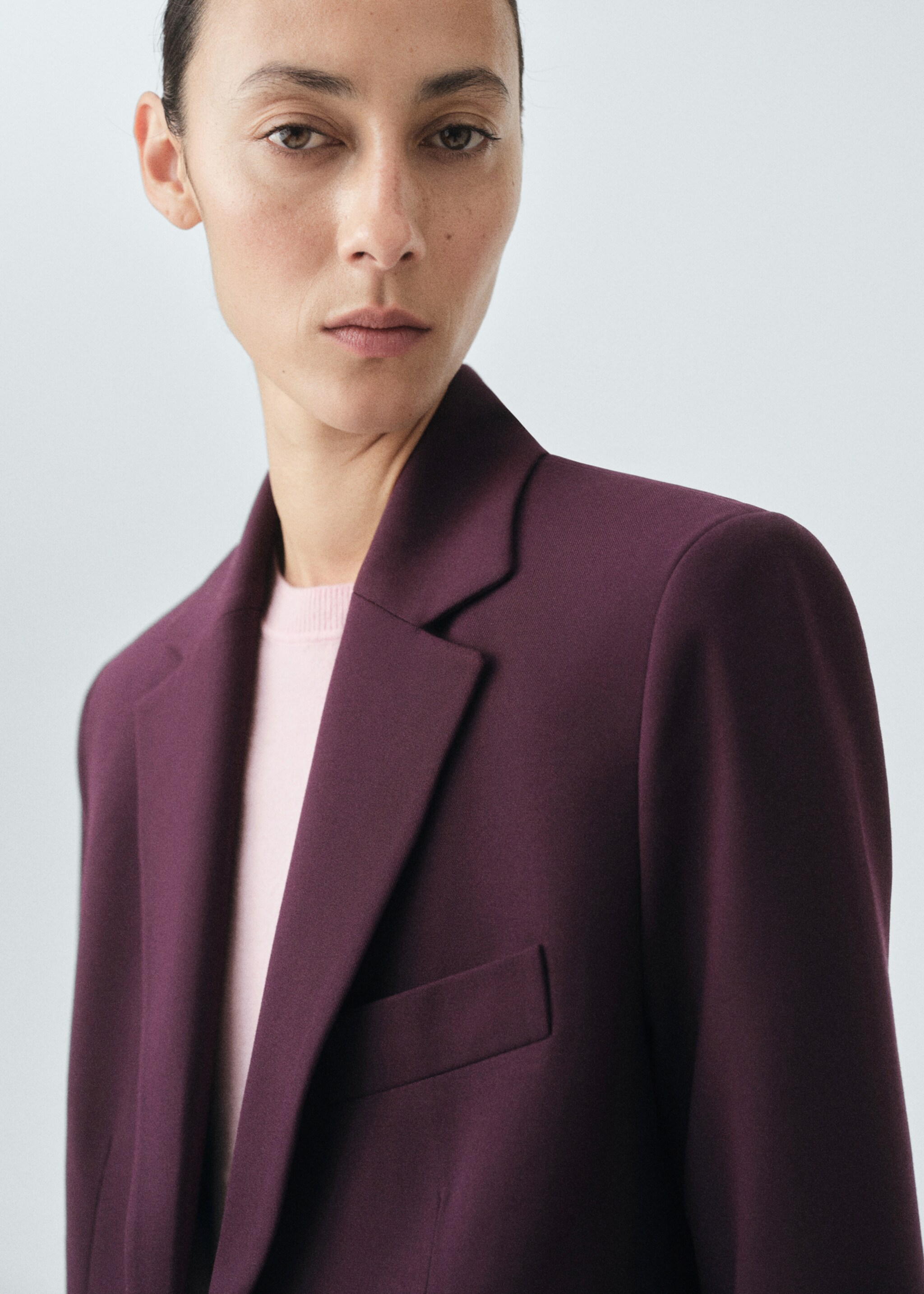 Wool-blend suit jacket - Details of the article 1, Maroon. Ref: 17026363-00.