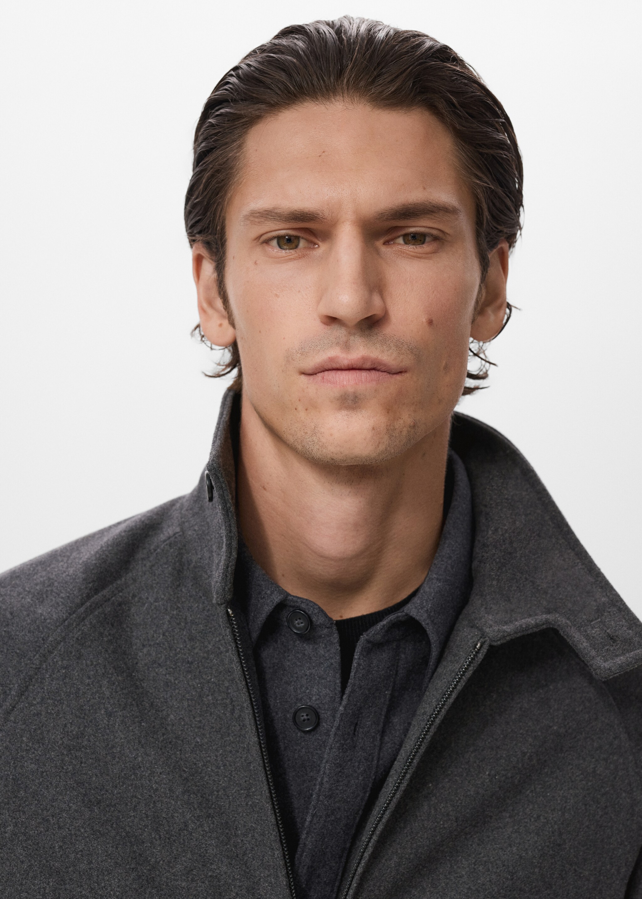Wood blend jacket - Details of the article 1, Grey. Ref: 17026723-00.