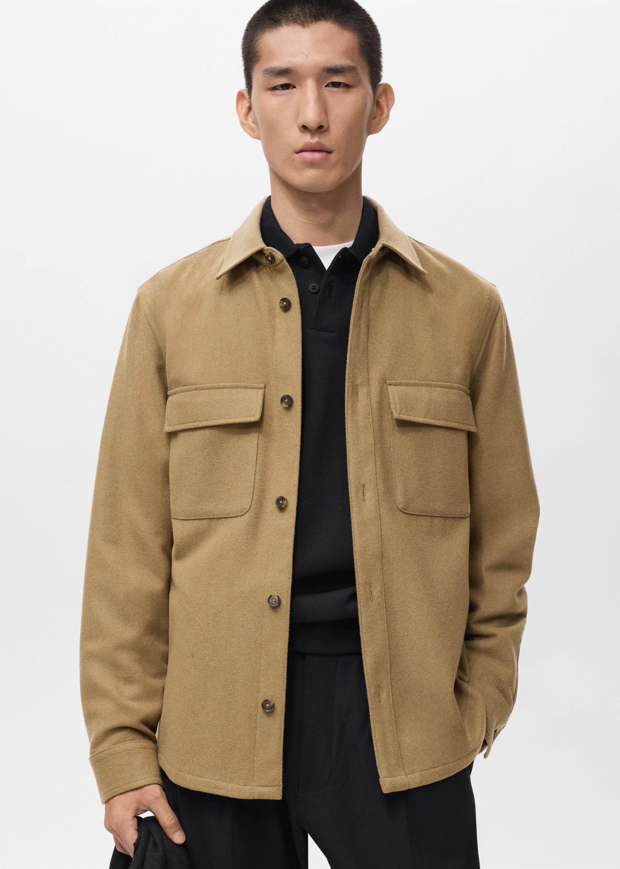 Wool jacket with pockets - Medium plane, Medium Brown. Ref: 17026724-00.