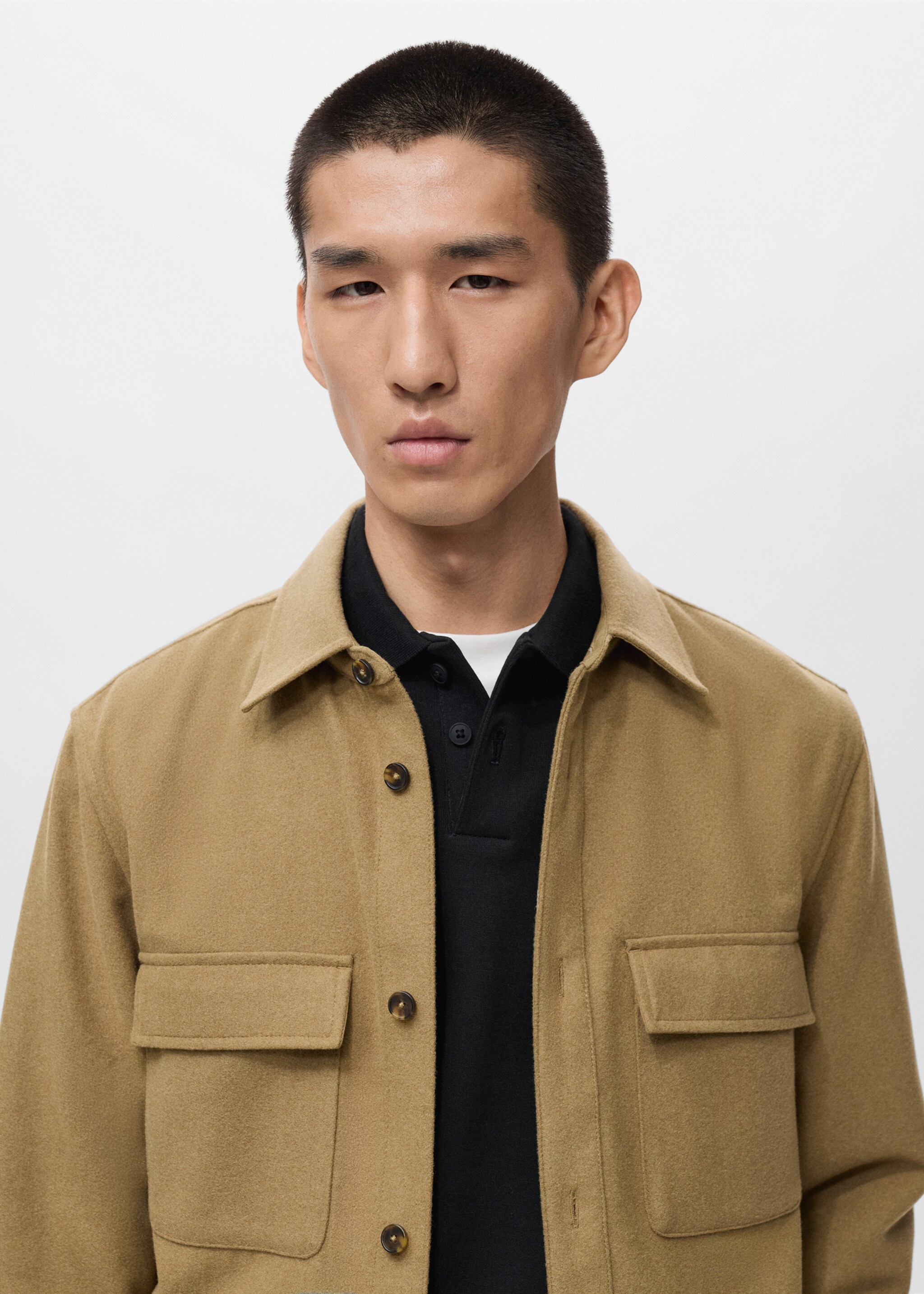 Wool jacket with pockets - Details of the article 1, Medium Brown. Ref: 17026724-00.