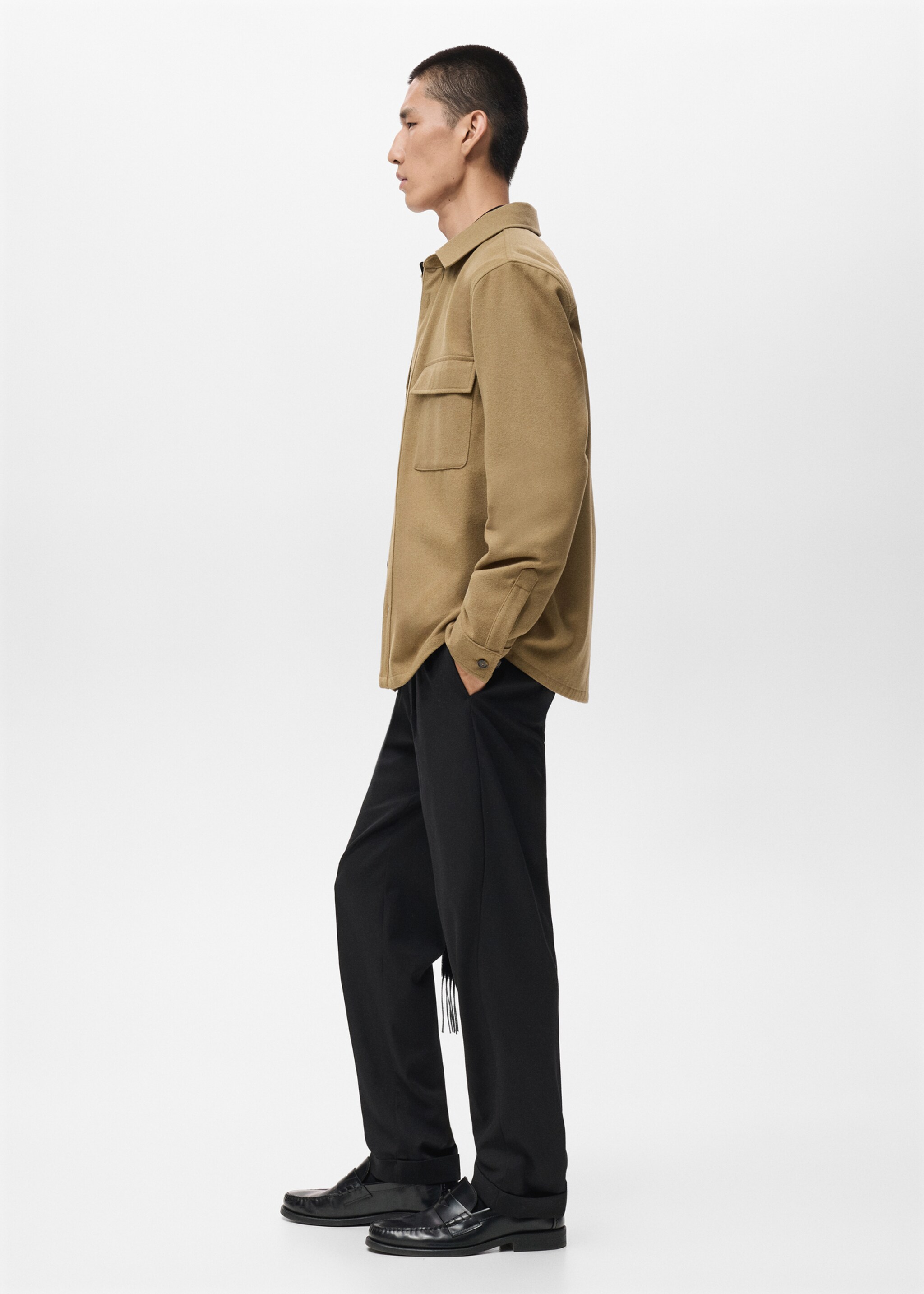 Wool jacket with pockets - Details of the article 2, Medium Brown. Ref: 17026724-00.