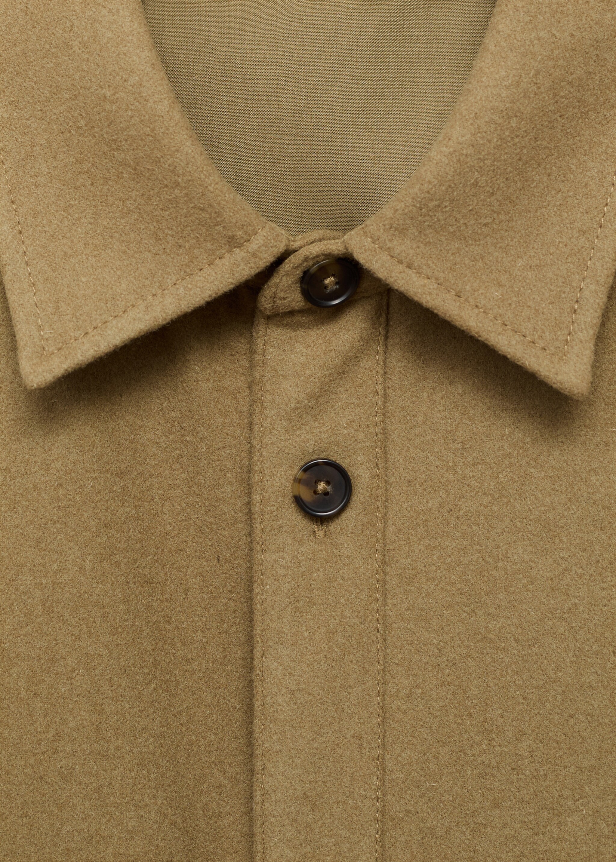 Wool jacket with pockets - Details of the article 8, Medium Brown. Ref: 17026724-00.