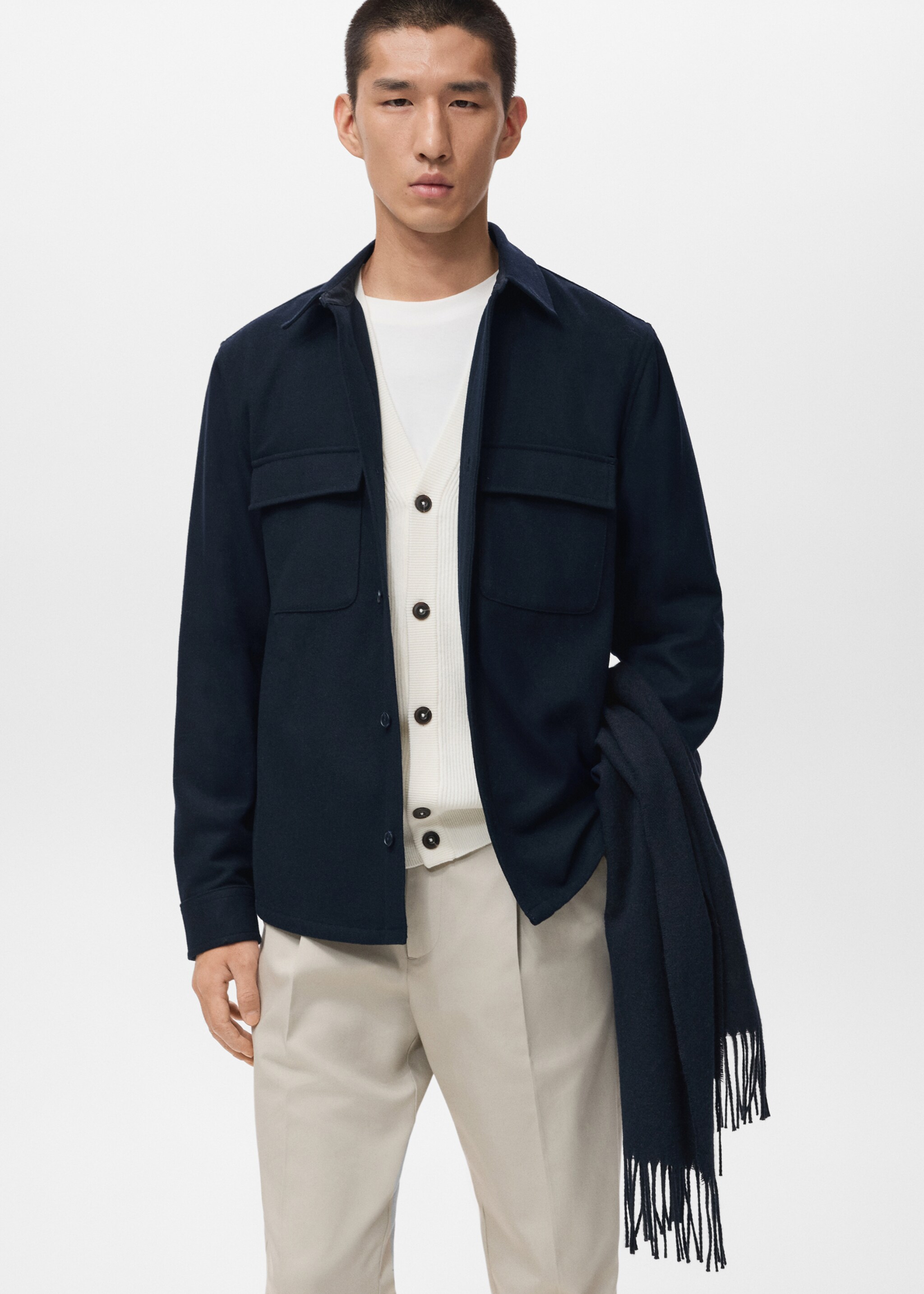 Wool jacket with pockets - Medium plane, Dark Navy. Ref: 17026724-00.