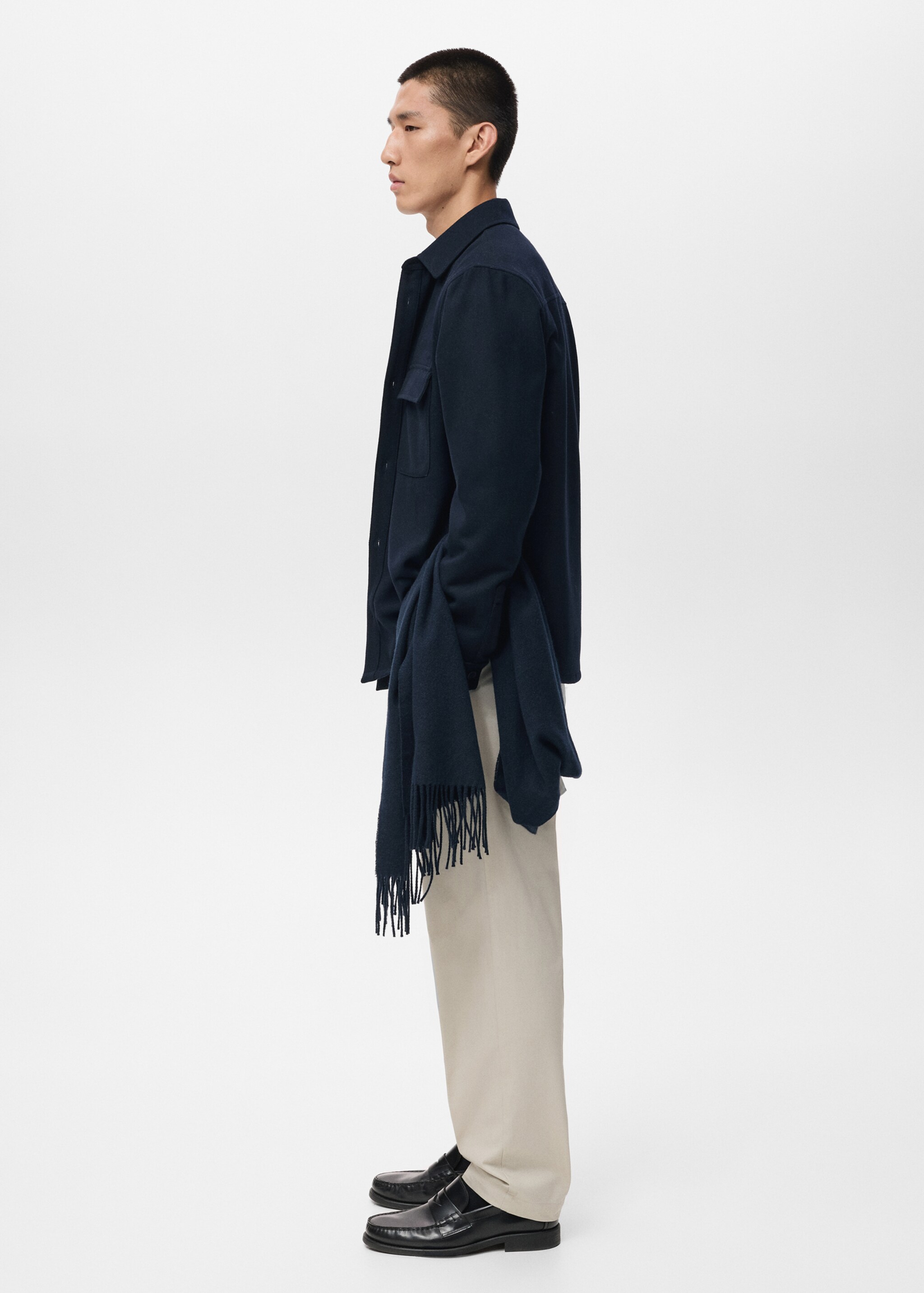 Wool jacket with pockets - Details of the article 2, Dark Navy. Ref: 17026724-00.