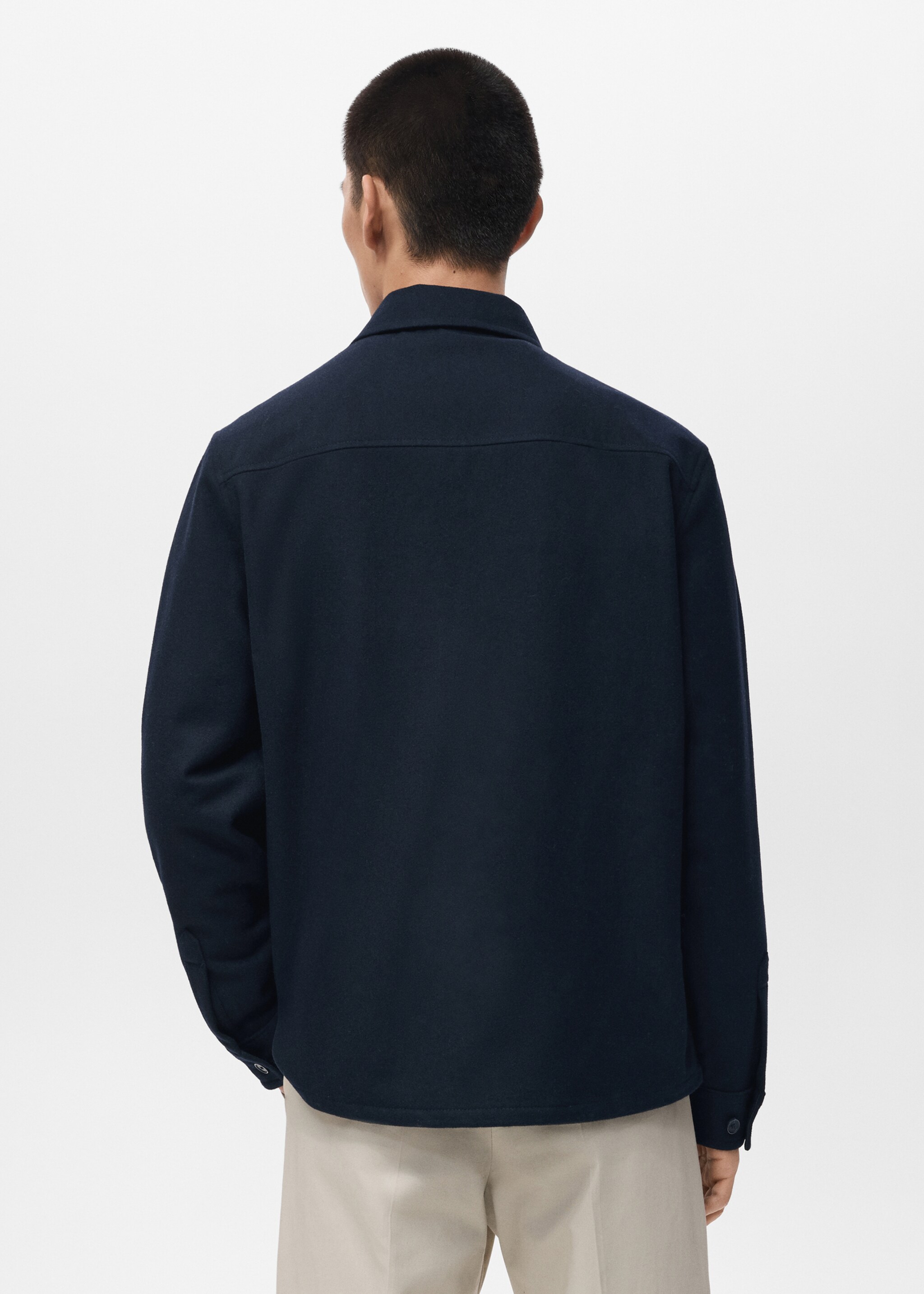 Wool jacket with pockets - Reverse of the article, Dark Navy. Ref: 17026724-00.