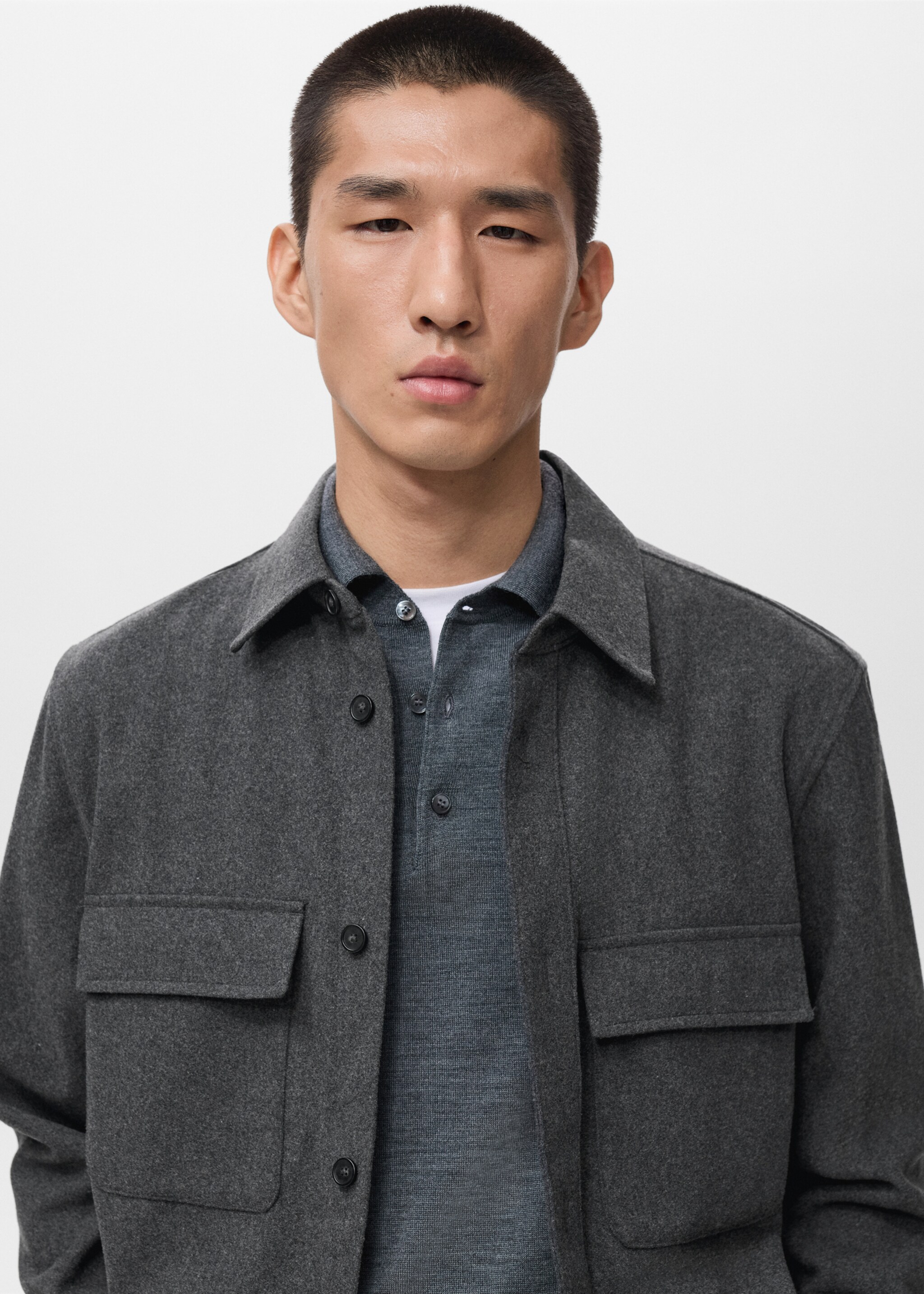 Wool jacket with pockets - Details of the article 1, Grey. Ref: 17026724-00.