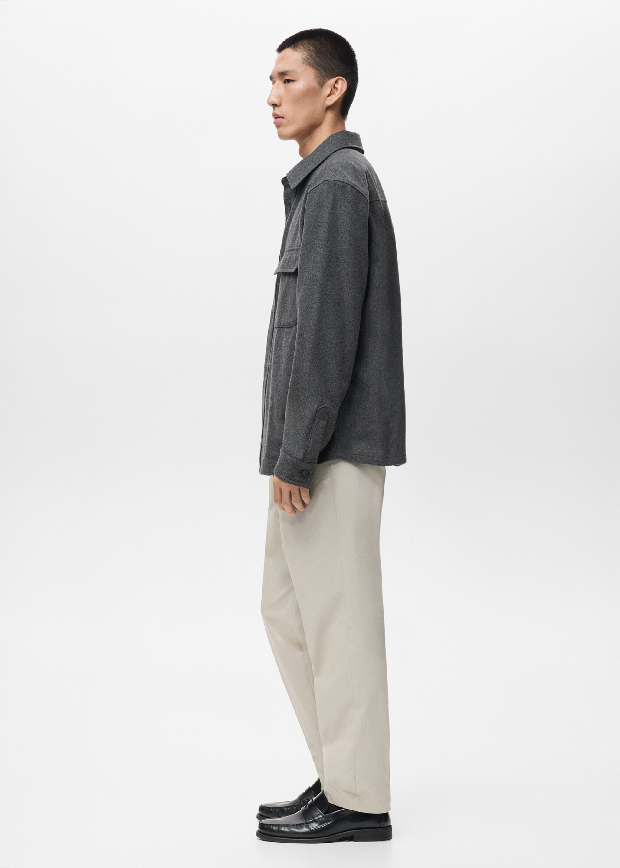 Wool jacket with pockets - Details of the article 2, Grey. Ref: 17026724-00.