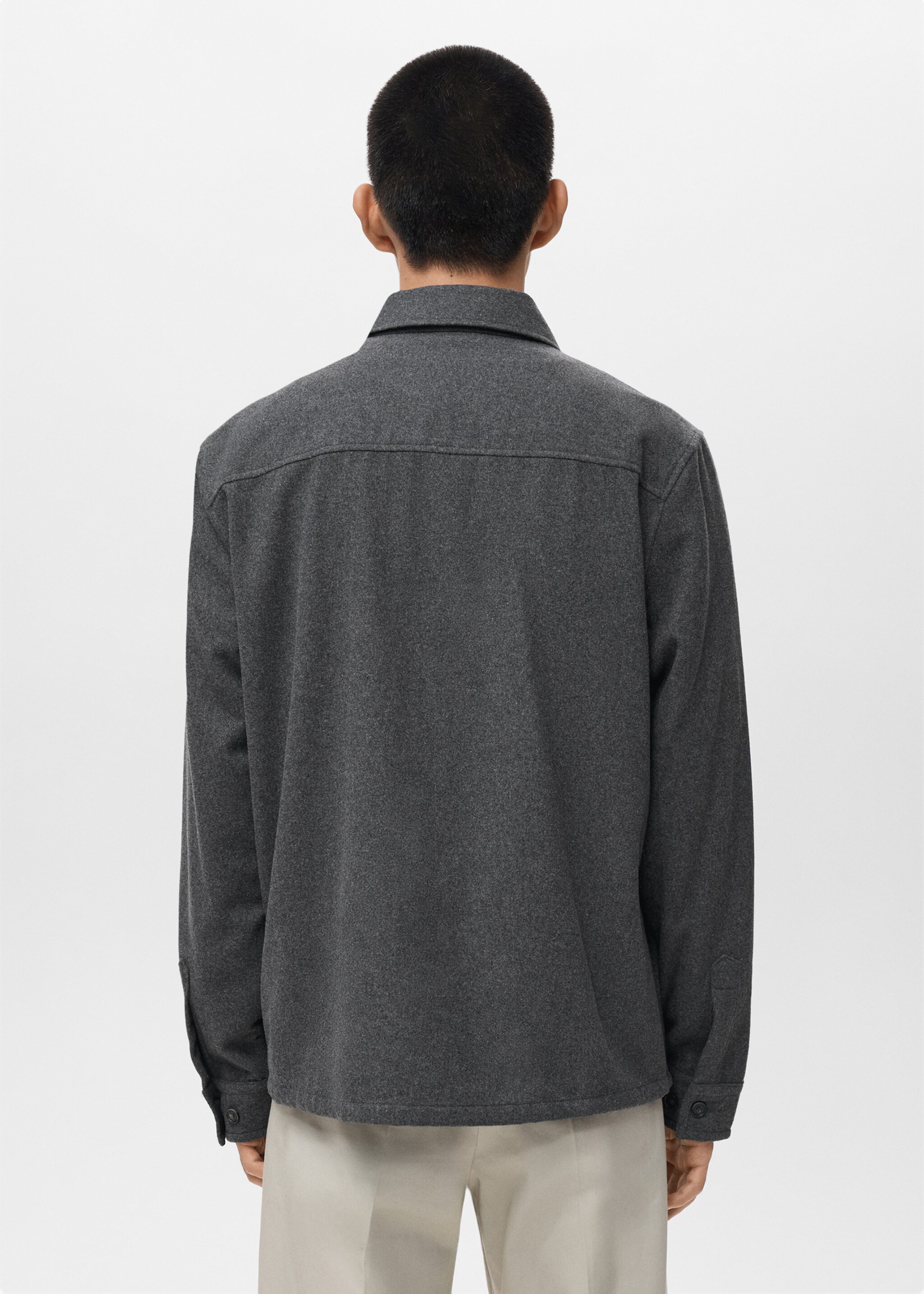 Wool jacket with pockets - Reverse of the article, Grey. Ref: 17026724-00.