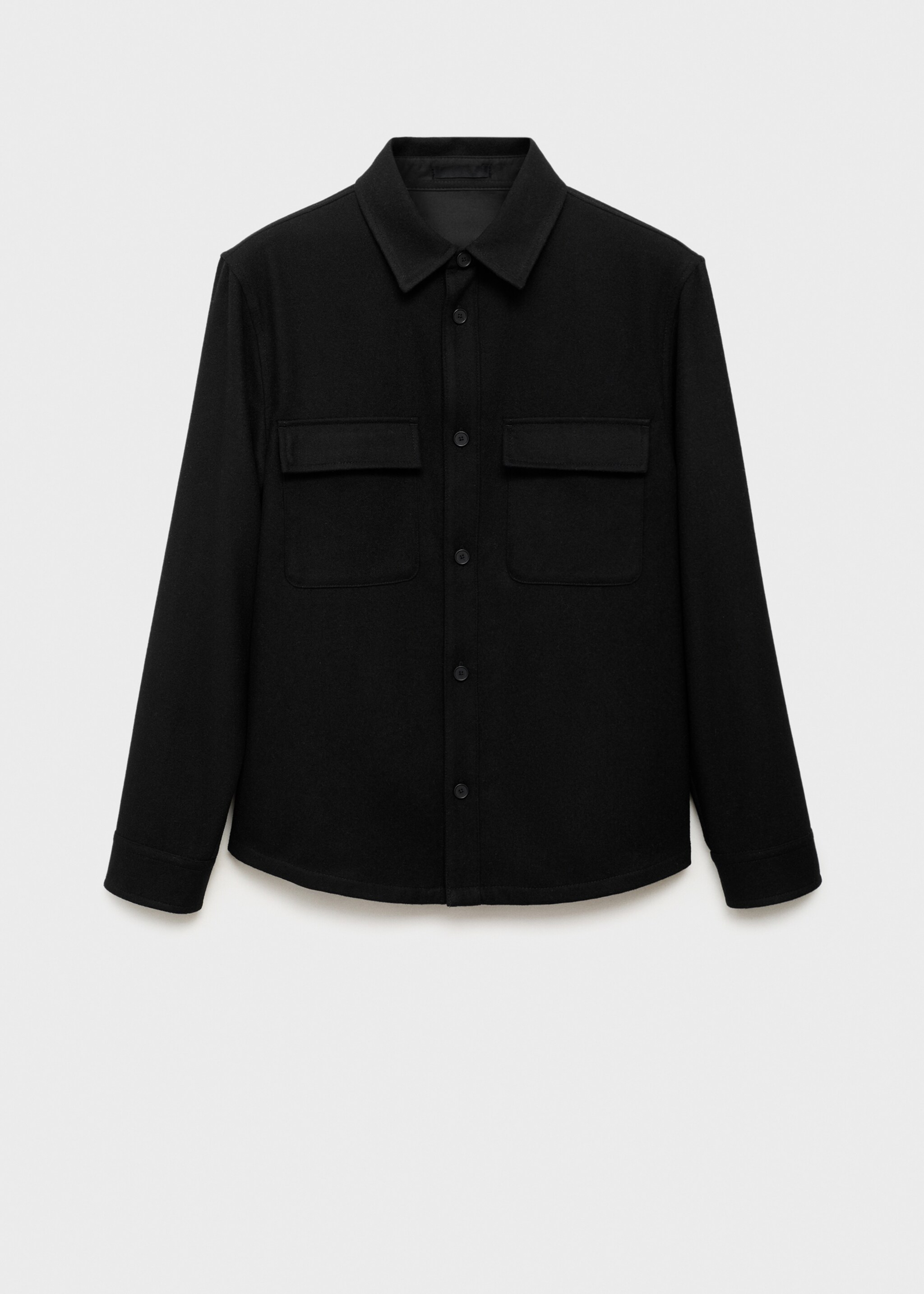 Wool overshirt with pockets - Article without model, Black. Ref: 17026724-00.