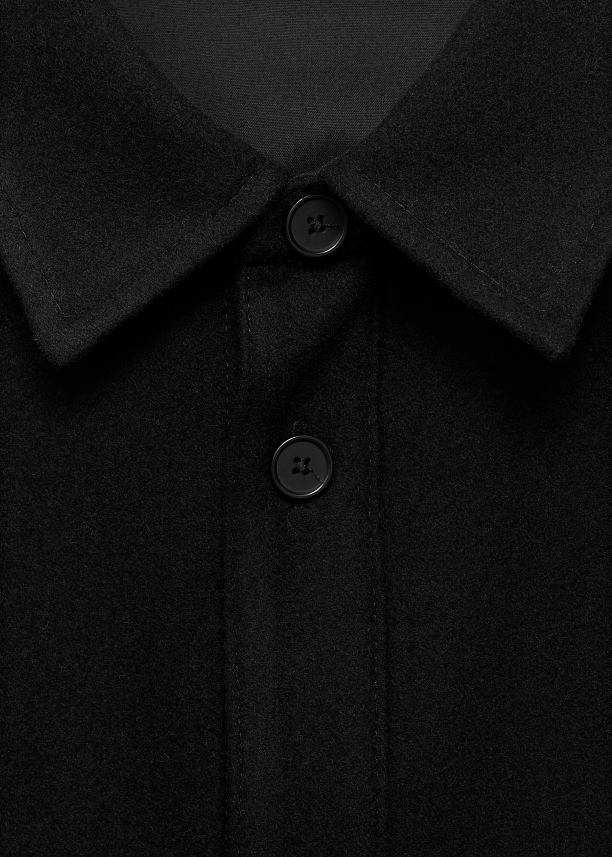 Wool overshirt with pockets - Details of the article 8, Black. Ref: 17026724-00.